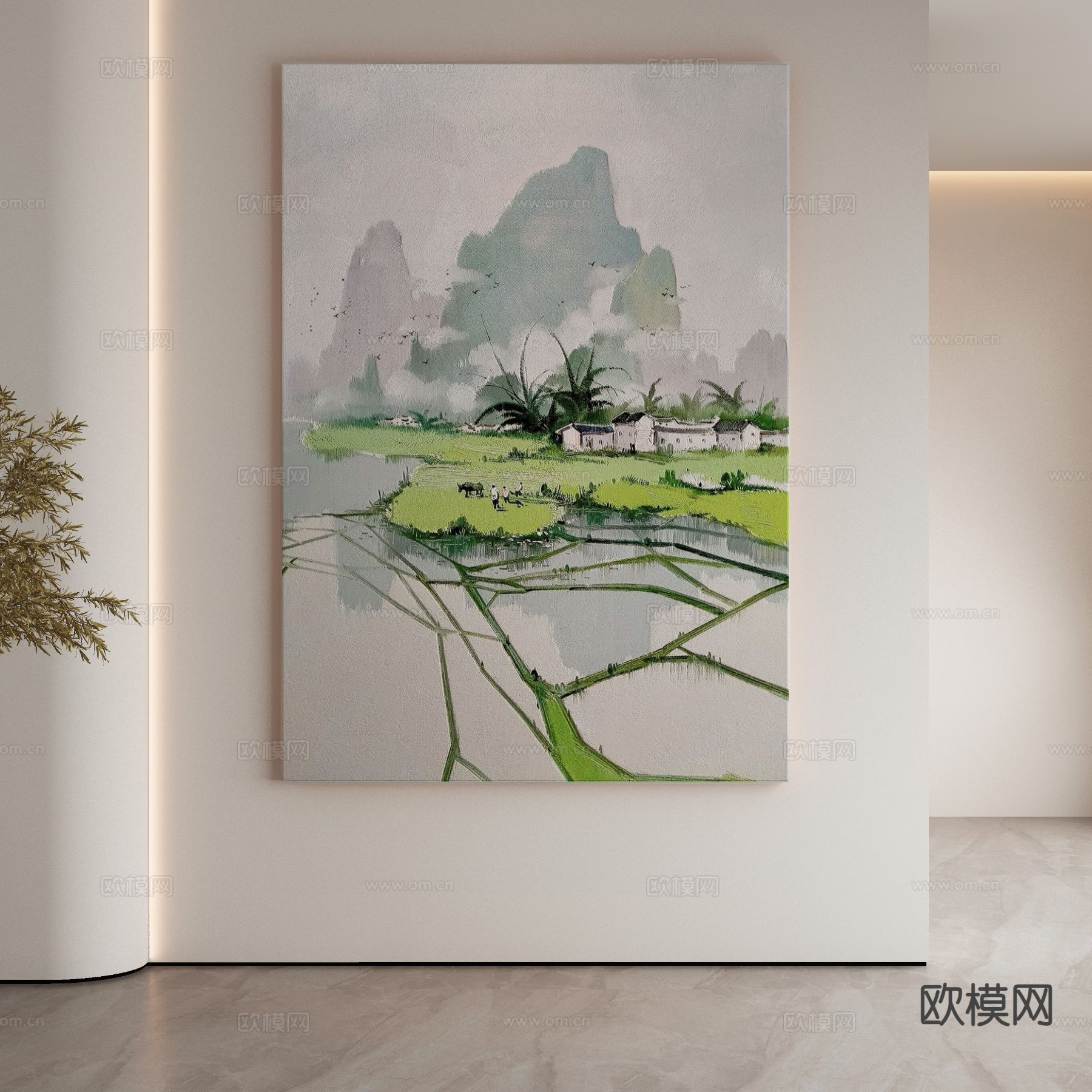 现代装饰画 风景油画3d模型