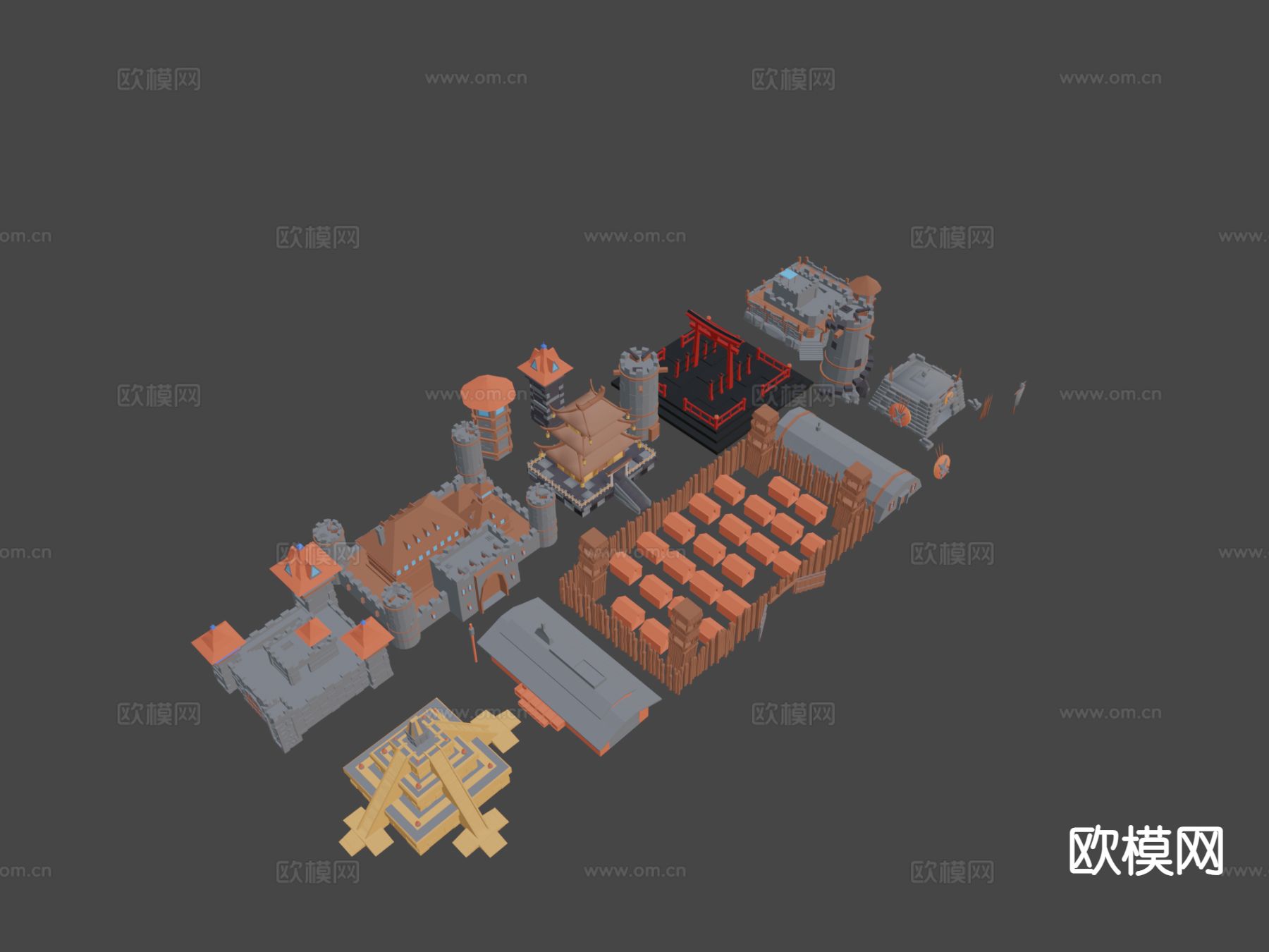 游戏包构件 战略游戏建筑 兵营构件3d模型