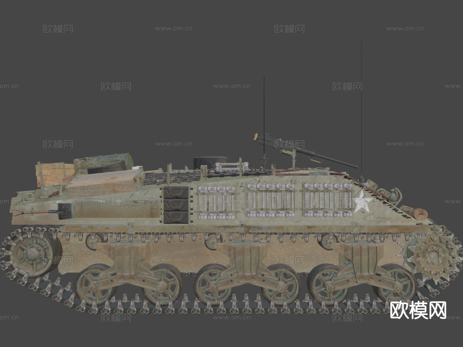 军事坦克 履带车 炮车3d模型