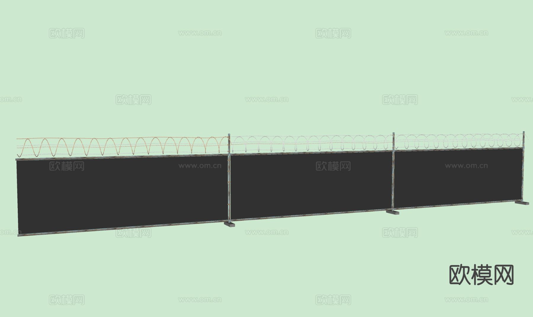 工业风栏杆 围栏 护栏 围挡su模型下载（渲染图1）