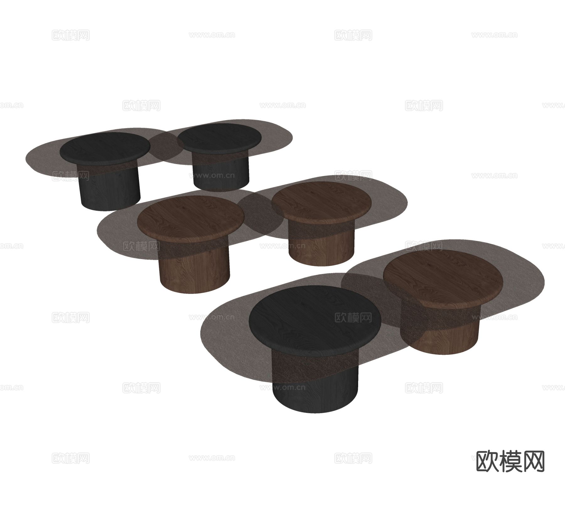 意式茶几 子母茶几su模型下载（渲染图1）