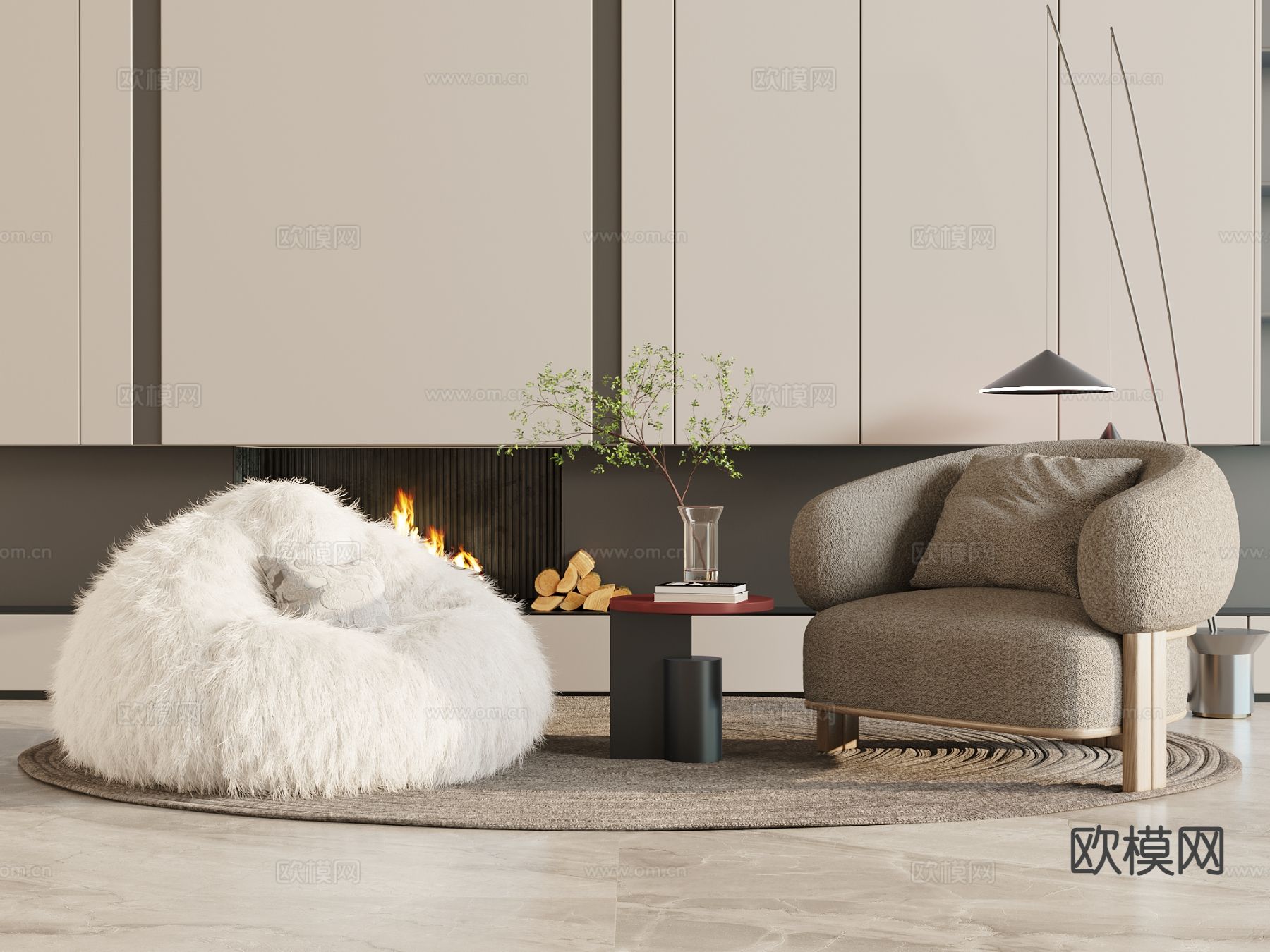 现代懒人沙发 毛绒沙发3d模型下载