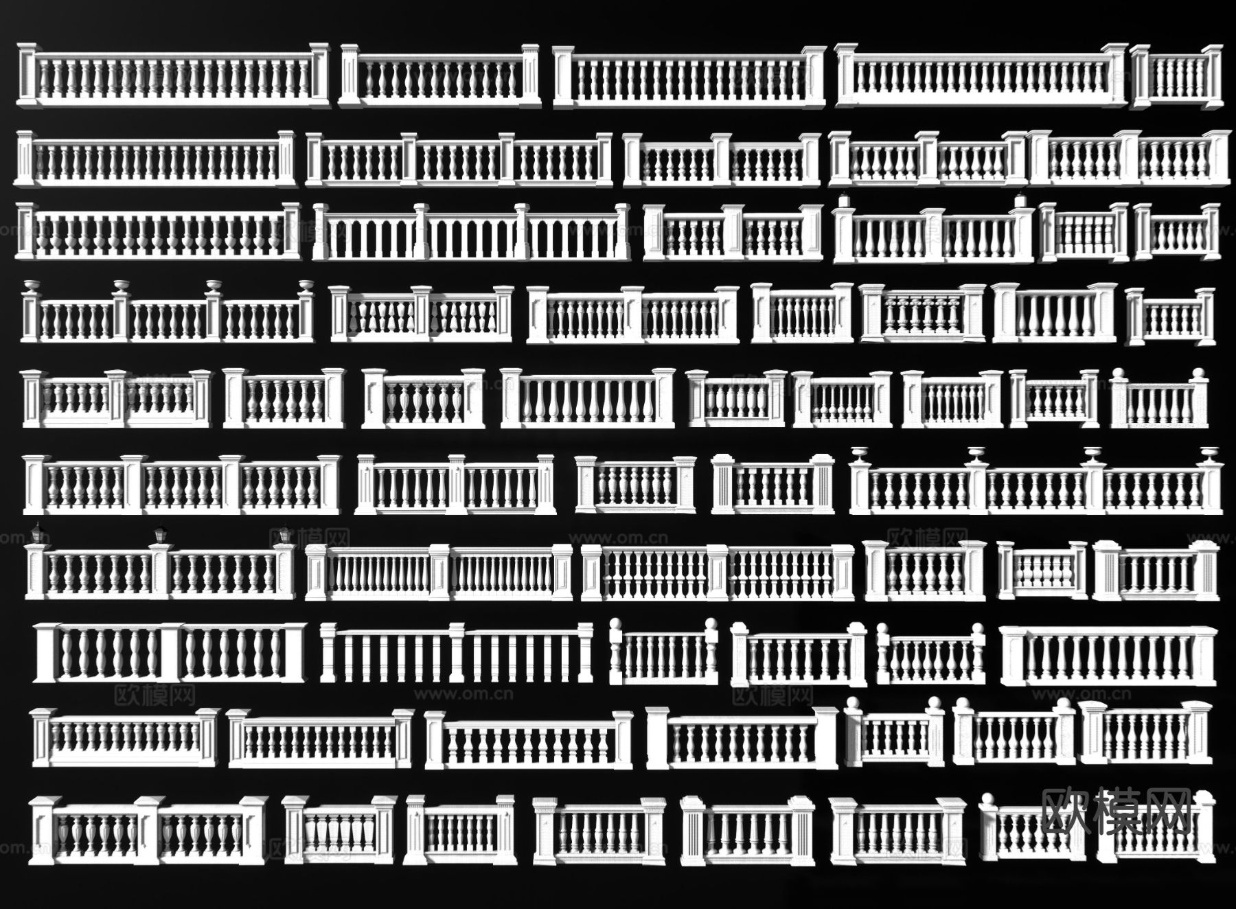 欧式栏杆 阳台护栏 围栏su模型