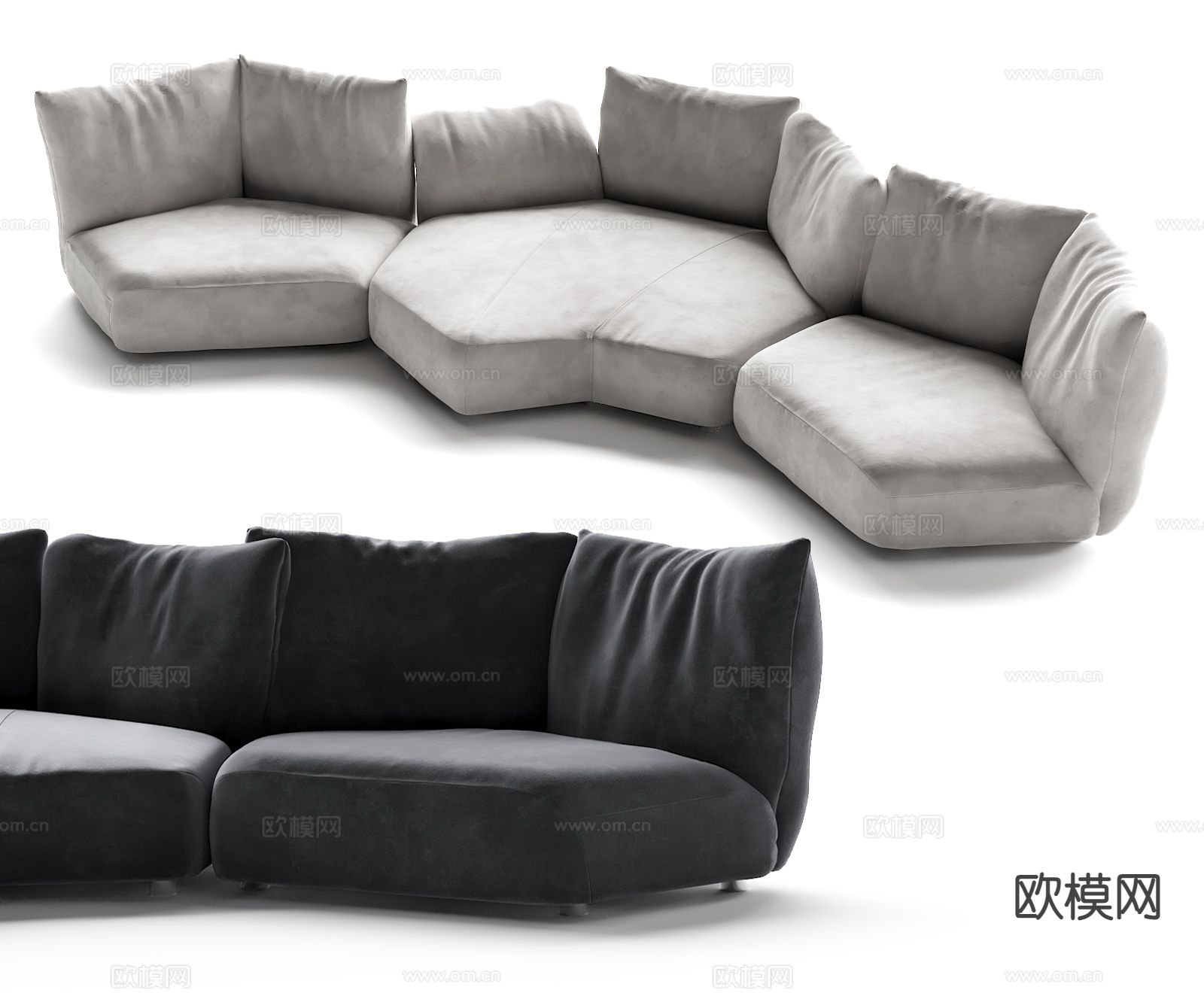 多人沙发 弧形沙发 异形沙发su模型