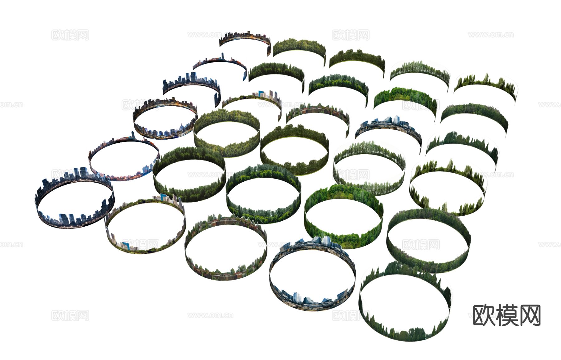 远景树林 建筑背景环su模型下载（渲染图2）