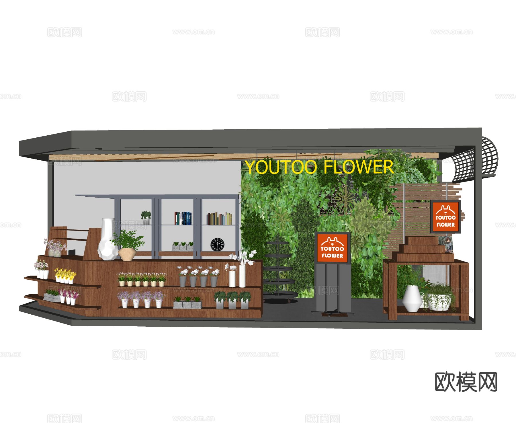 现代花店su模型下载（渲染图1）