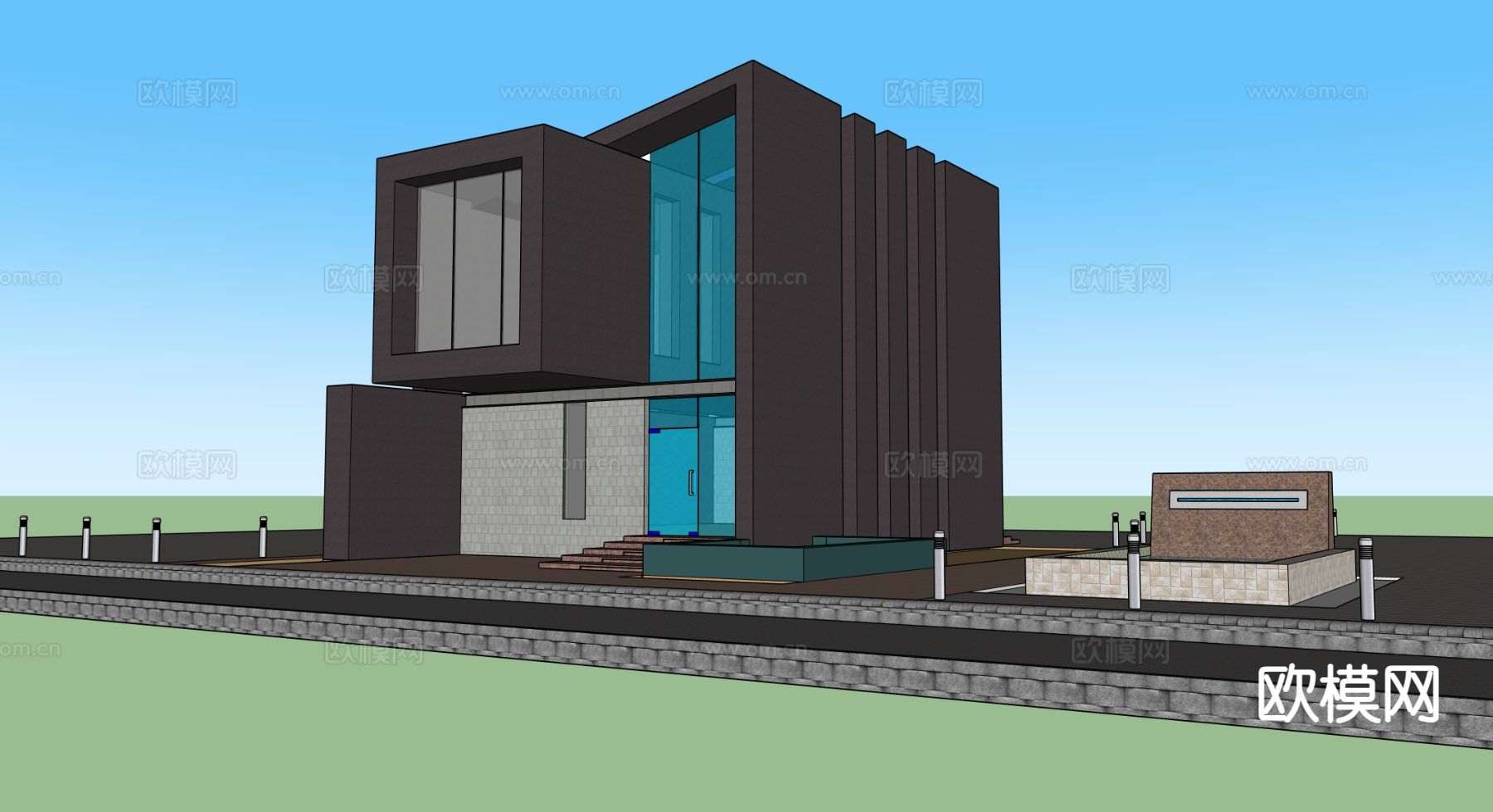 别墅外观su模型下载（渲染图1）