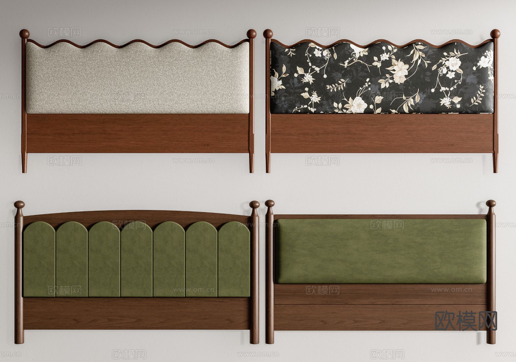 中古风床背板 床头靠背 床头软包3d模型下载