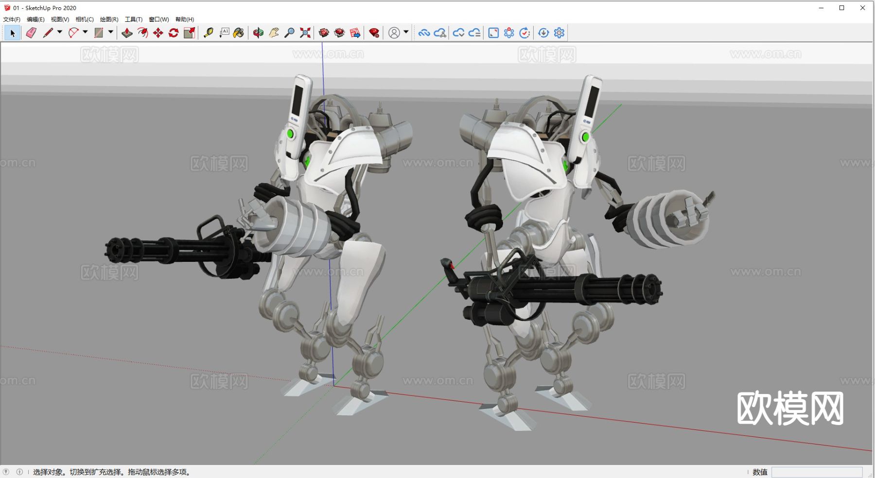 机器人手办 智能机器人su模型下载（渲染图1）
