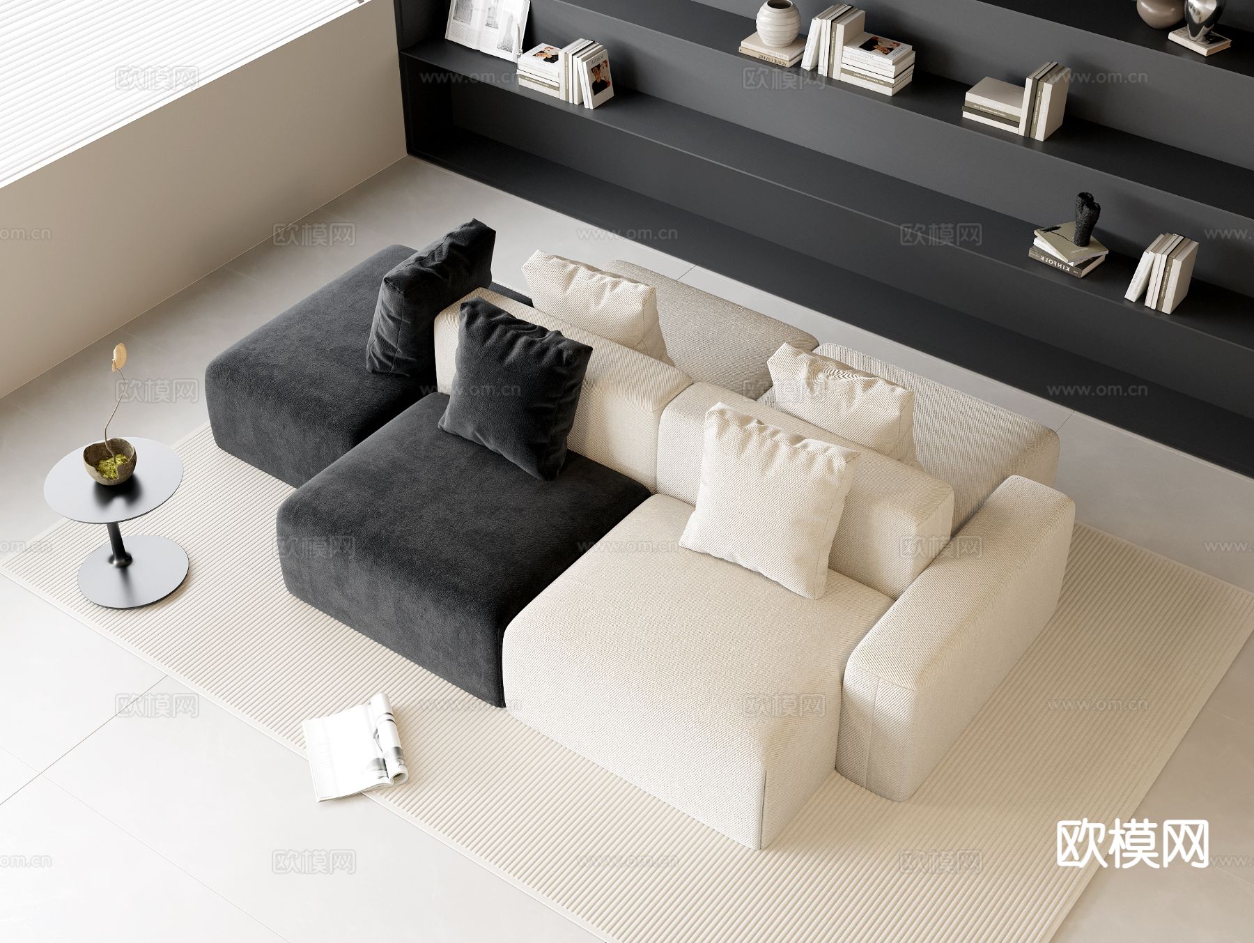 现代多人沙发3d模型下载
