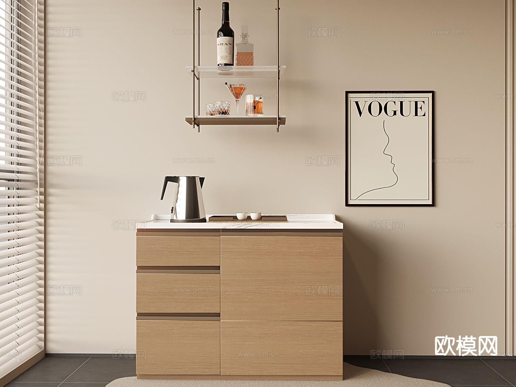 北欧玄关收纳柜su模型下载（渲染图2）