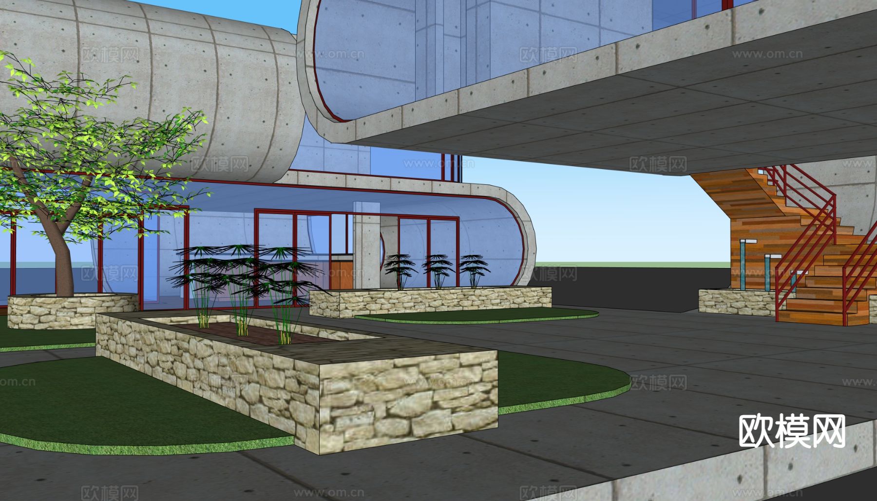 现代别墅su模型下载（渲染图3）