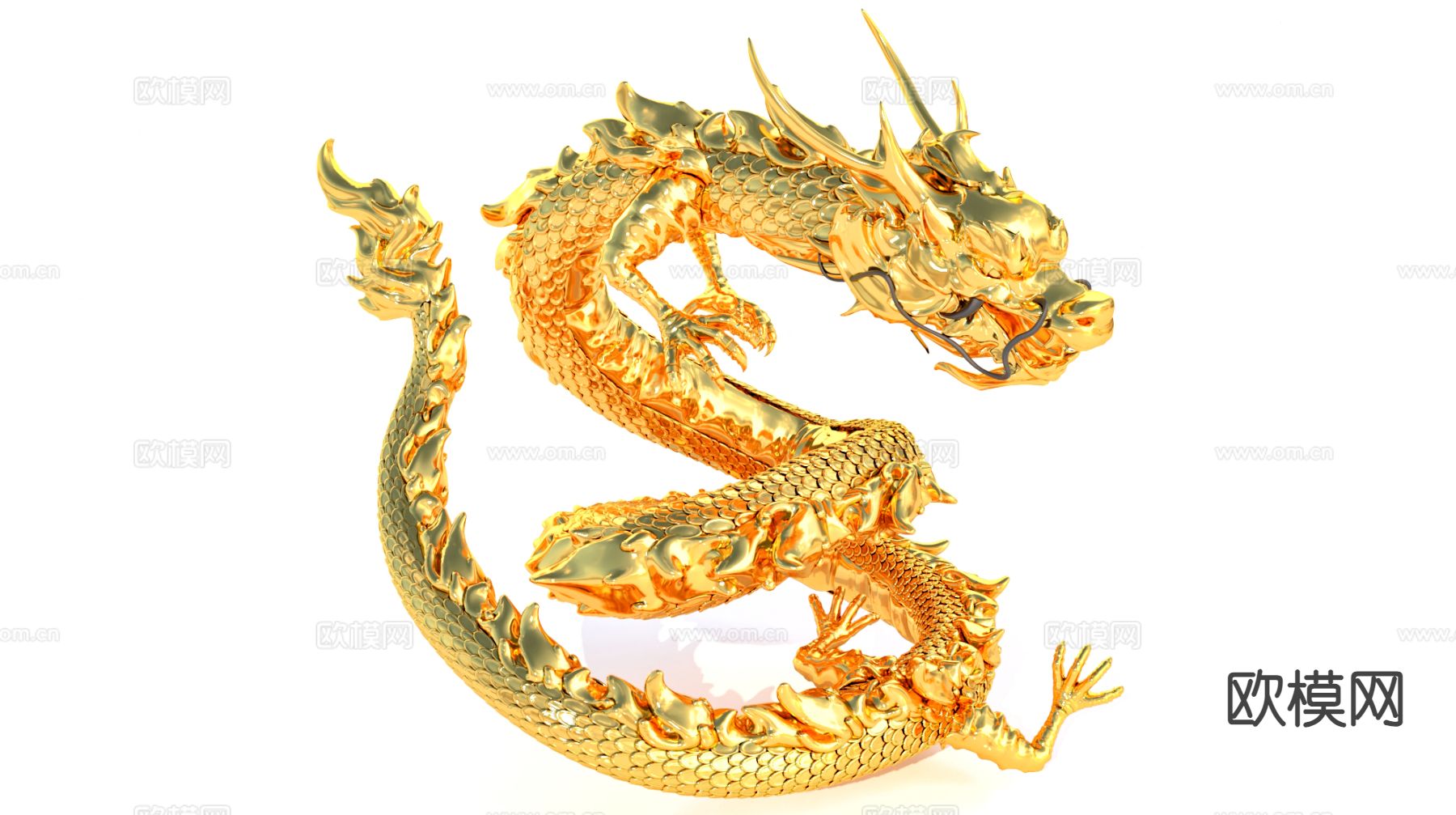 金龙雕塑 飞龙摆件su模型下载（渲染图2）