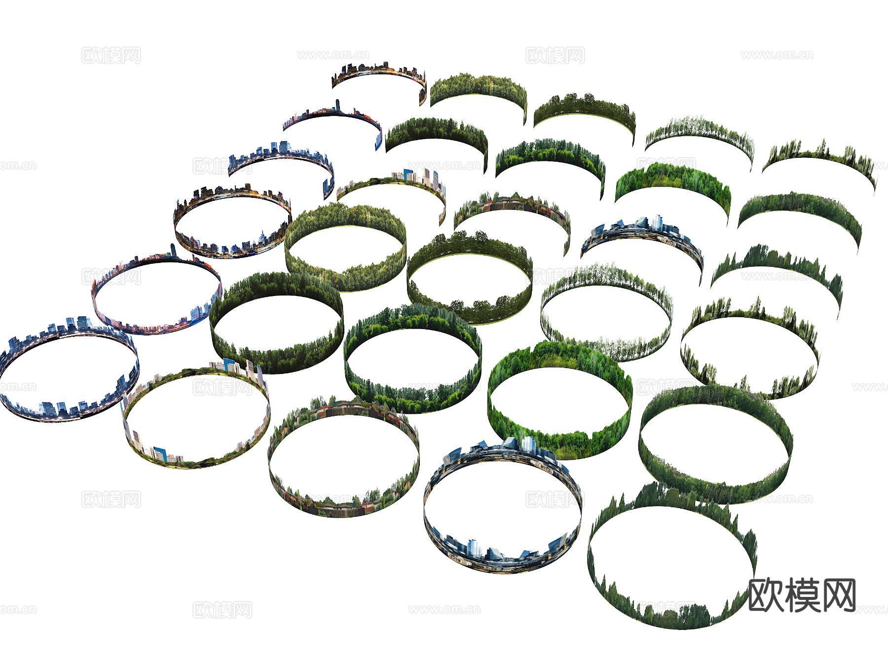 远景树林 建筑背景环su模型下载（渲染图1）