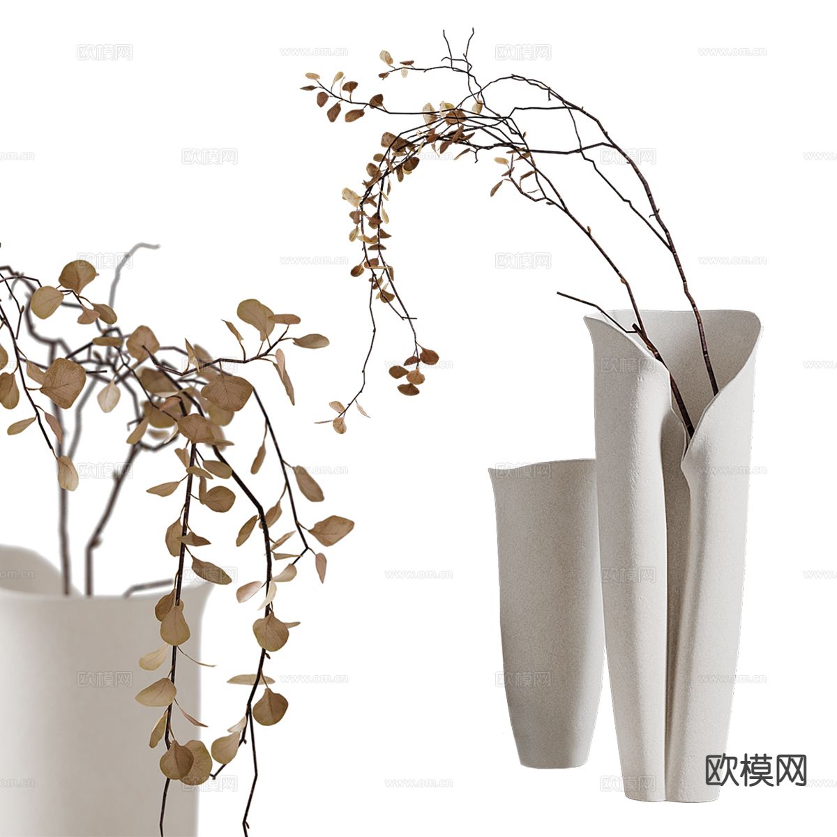 枯枝花艺 艺术花瓶 绿植3d模型