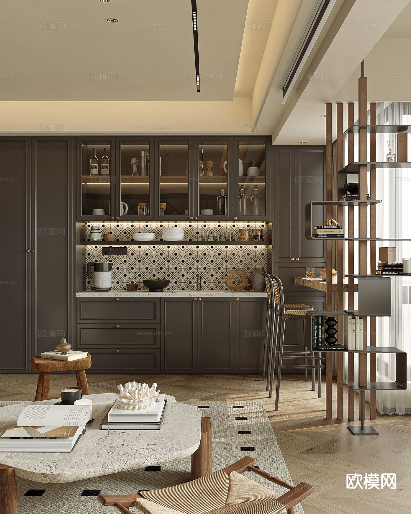 法式客餐厅su模型下载（渲染图5）