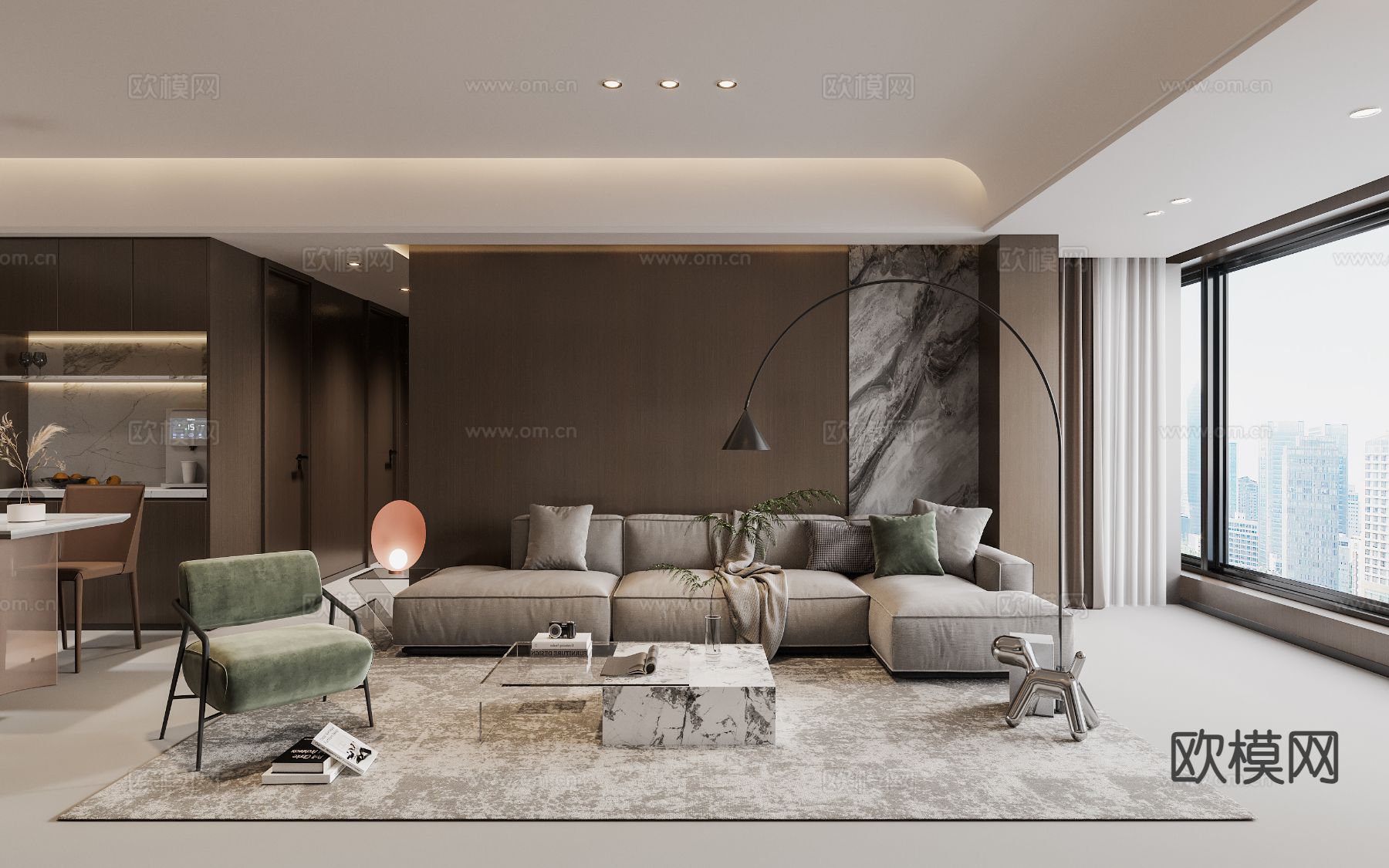 现代客厅3d模型下载