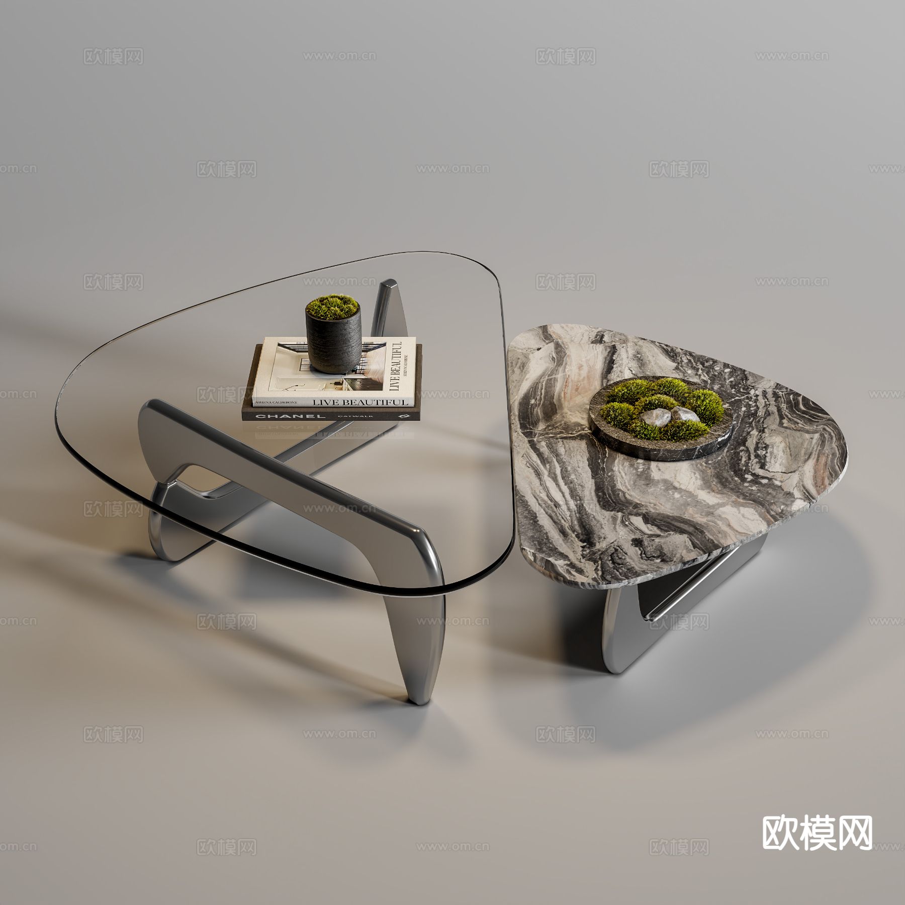 现代茶几 子母茶几3d模型