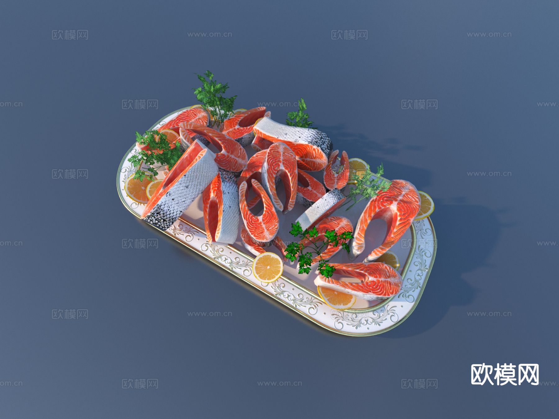 鱼肉 三文鱼 食物 美食3d模型下载