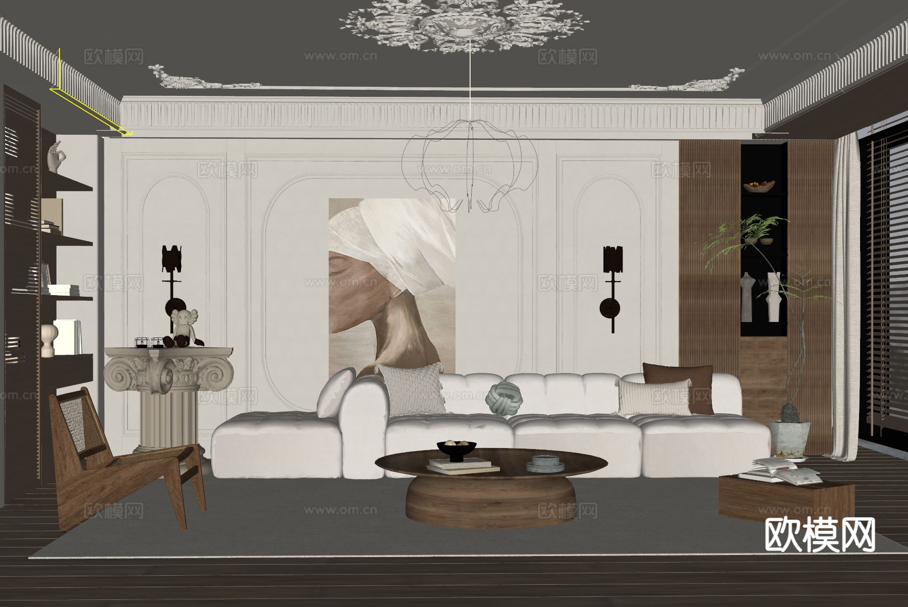 侘寂客厅su模型下载（渲染图1）