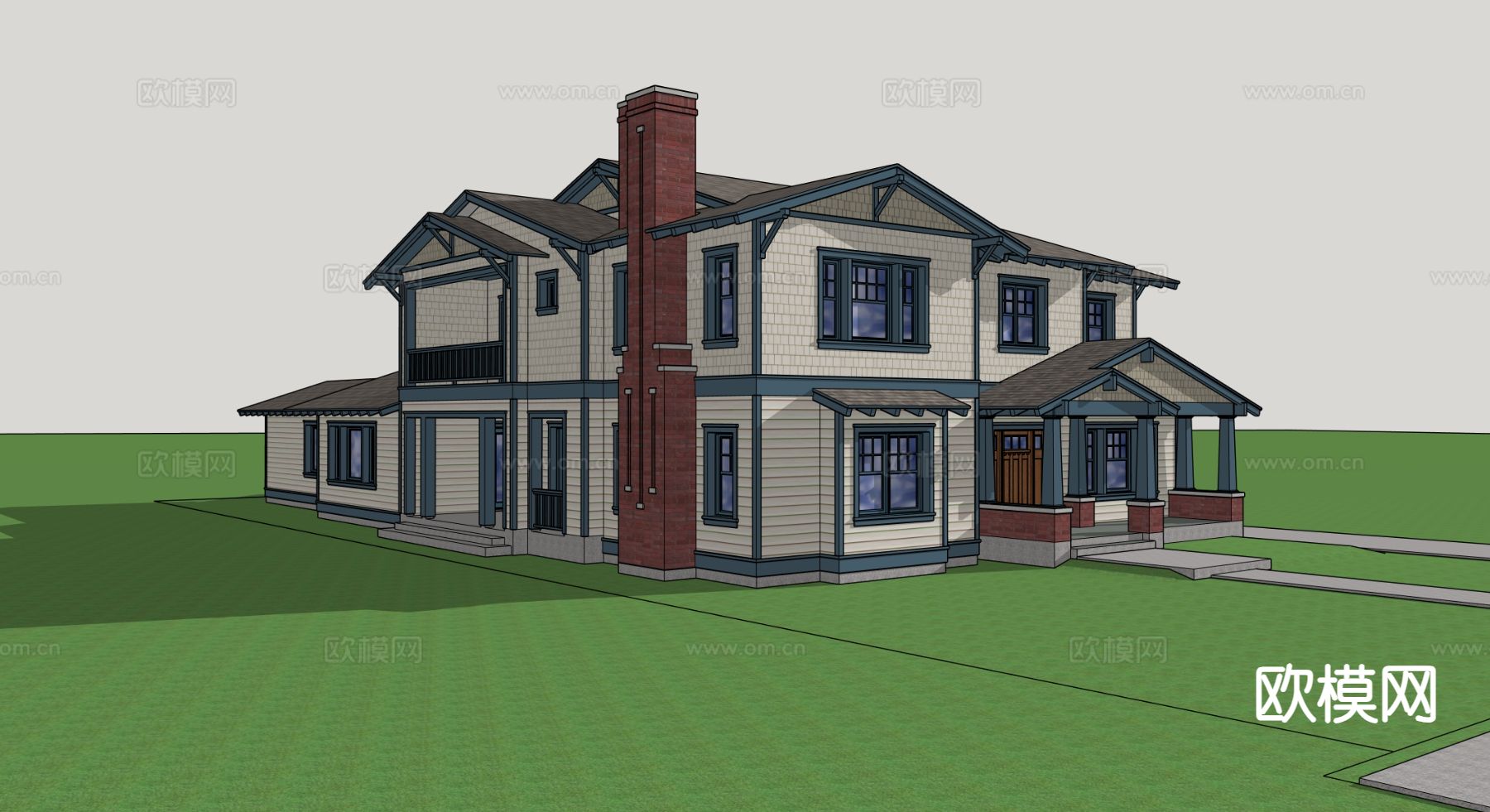 两层别墅su模型下载（渲染图1）