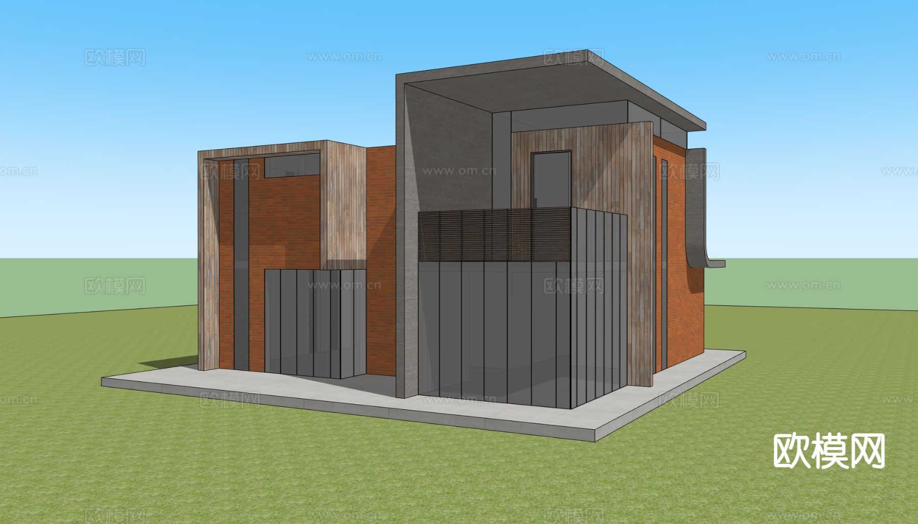独栋别墅su模型下载（渲染图1）