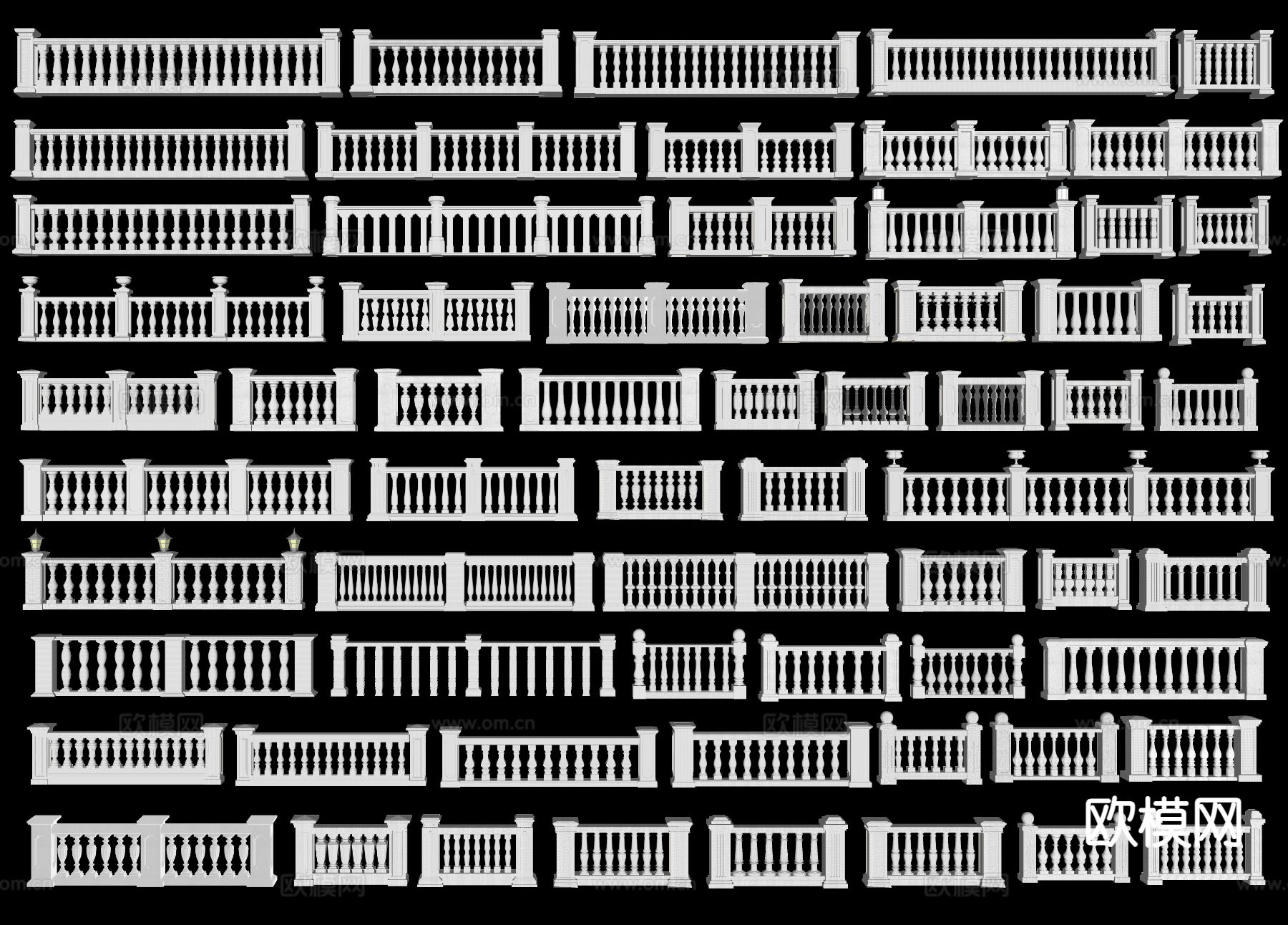 欧式栏杆 阳台护栏 围栏su模型