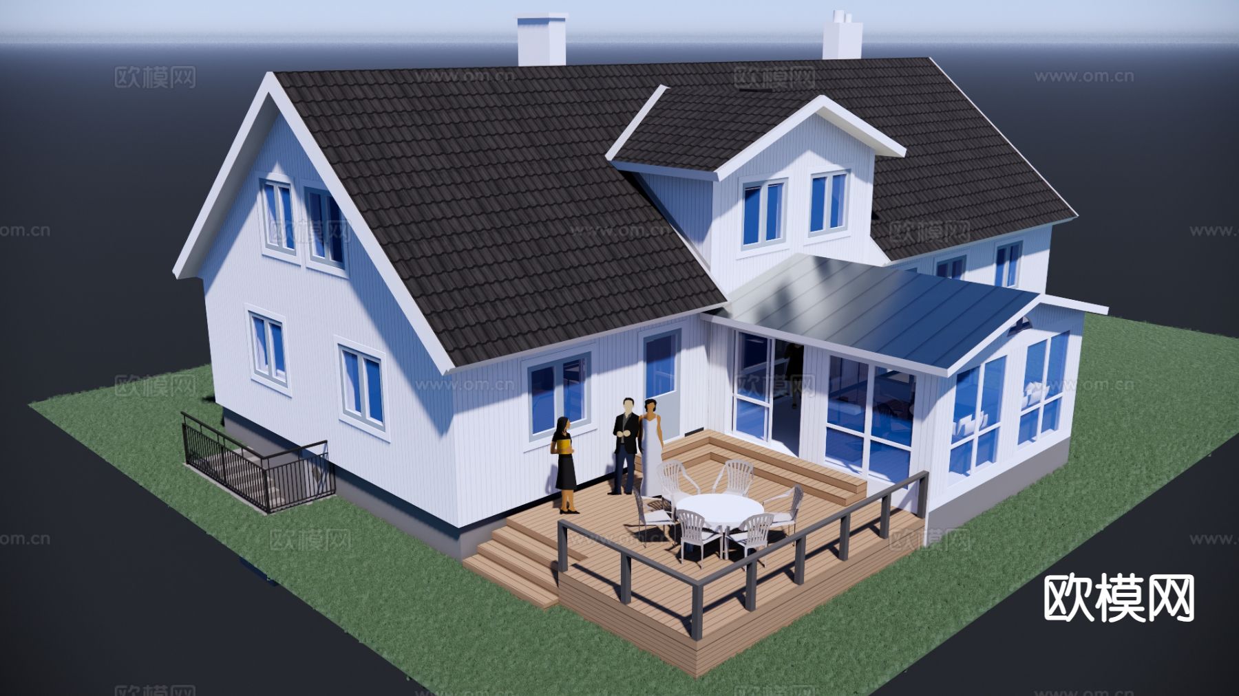 会所别墅su模型下载（渲染图4）