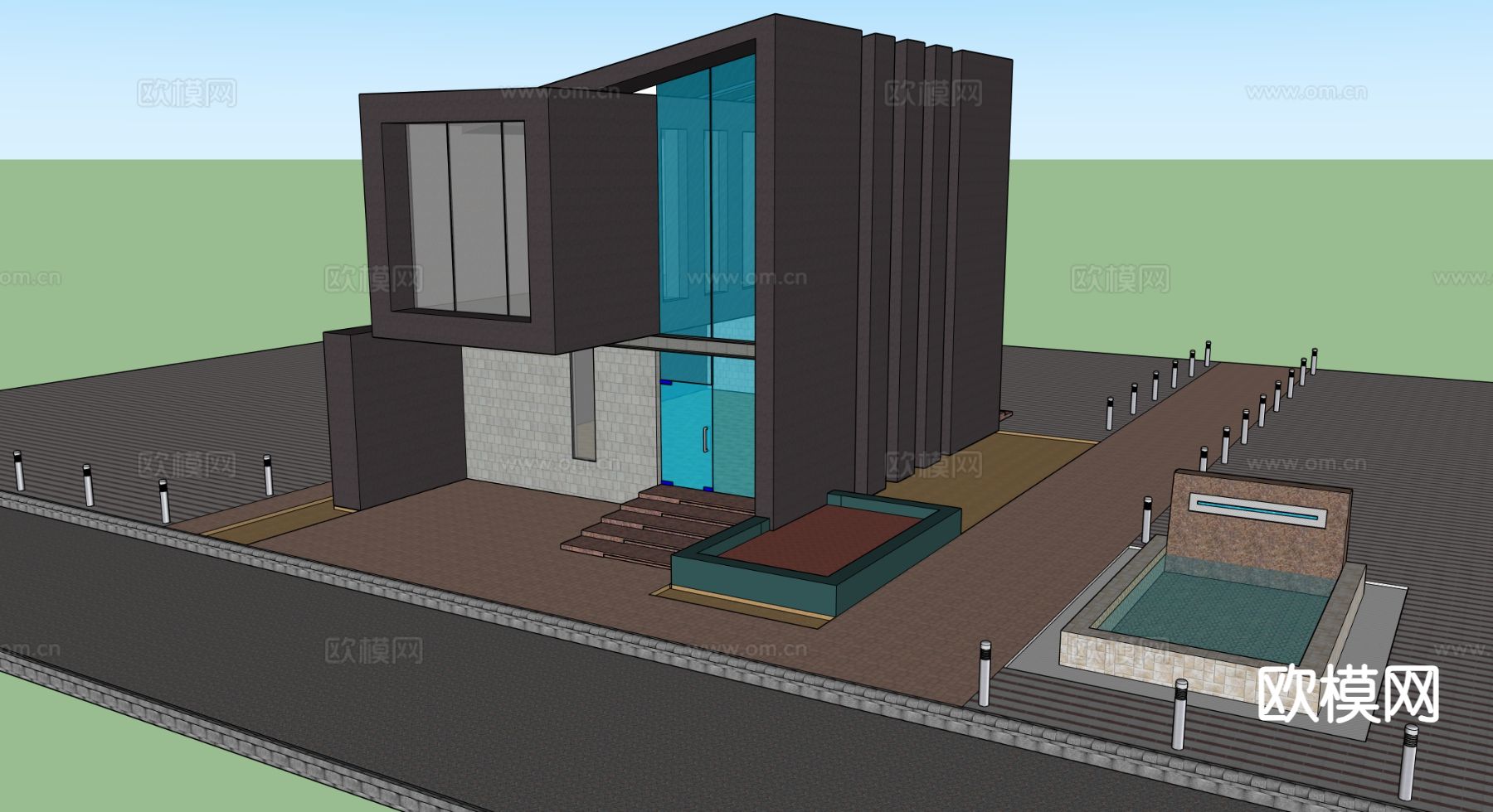 别墅外观su模型下载（渲染图2）