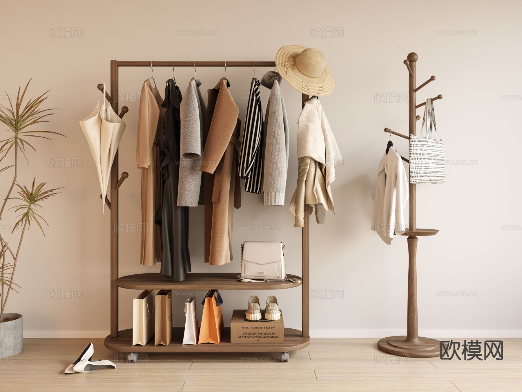 侘寂挂衣架 挂衣钩3d模型下载