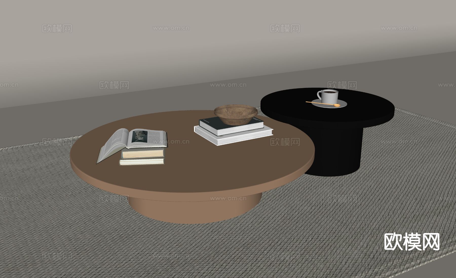 侘寂茶几 子母茶几su模型下载（渲染图1）