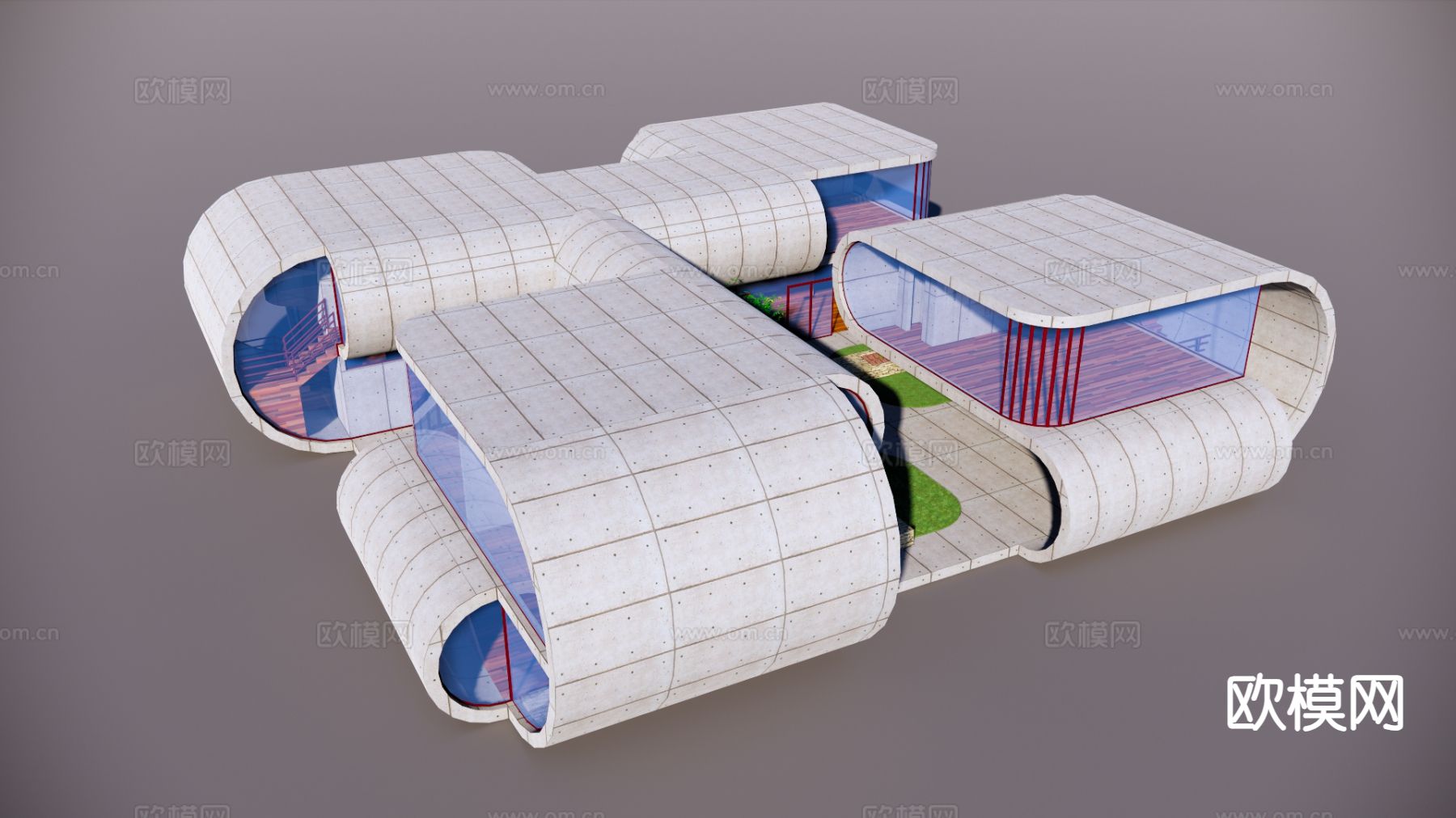 现代别墅su模型下载（渲染图2）