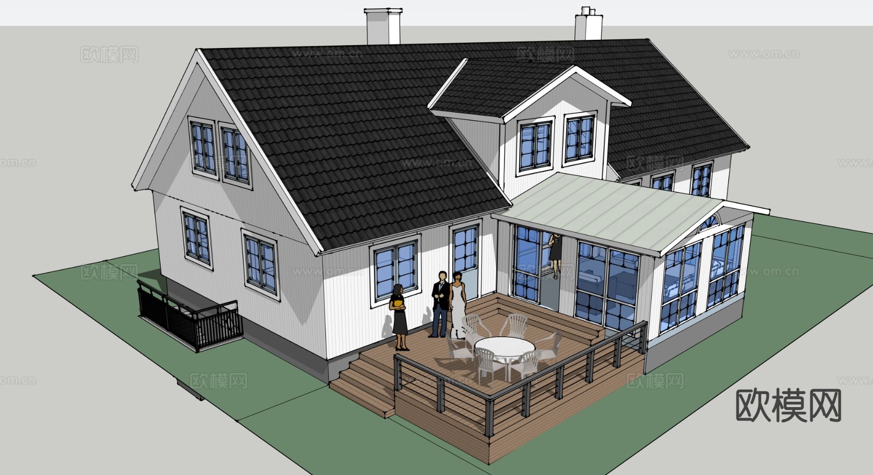 会所别墅su模型下载（渲染图3）
