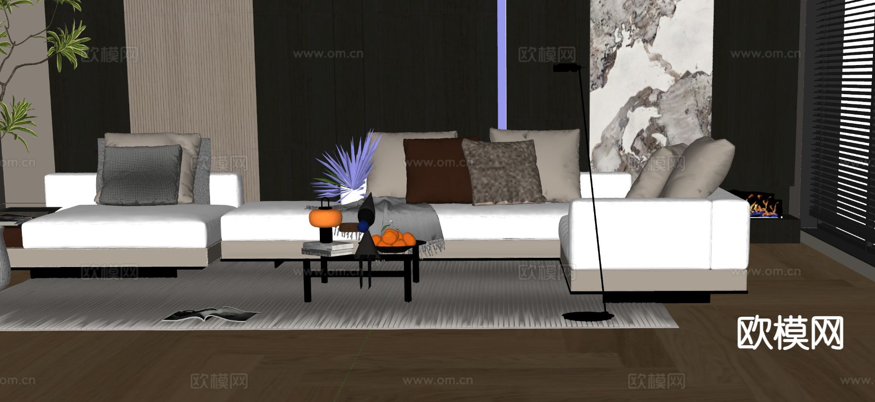 意式多人沙发su模型下载（渲染图1）