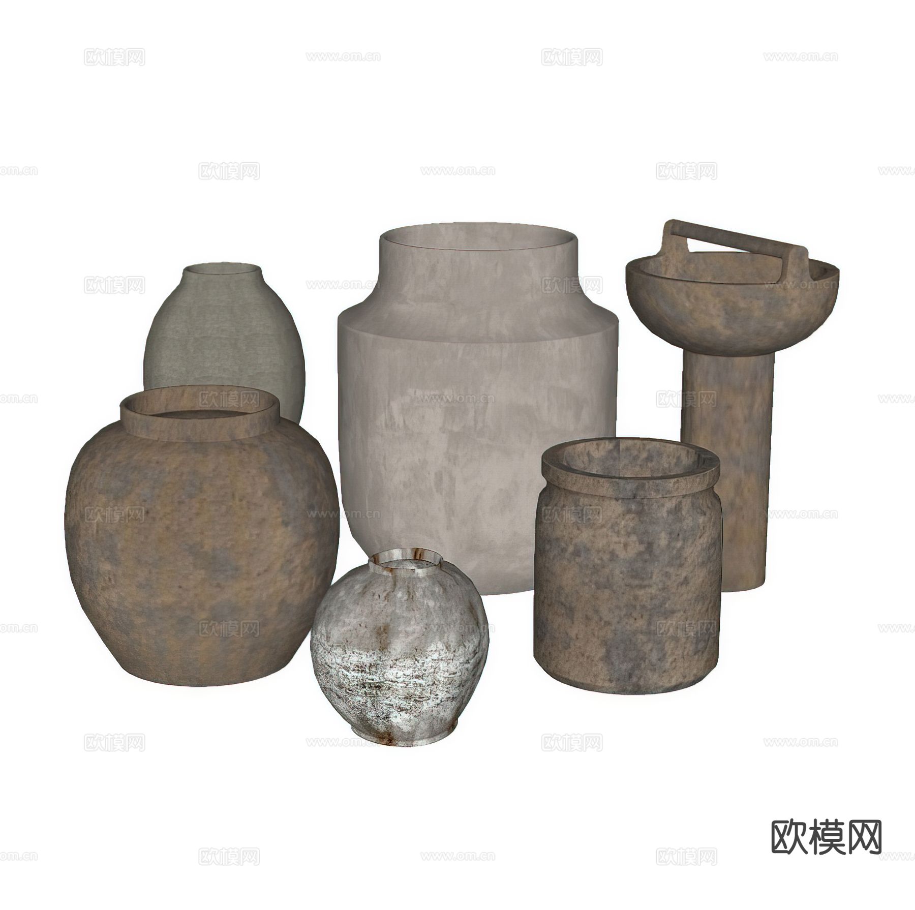 侘寂陶罐 器皿 土陶 罐子su模型下载（渲染图1）