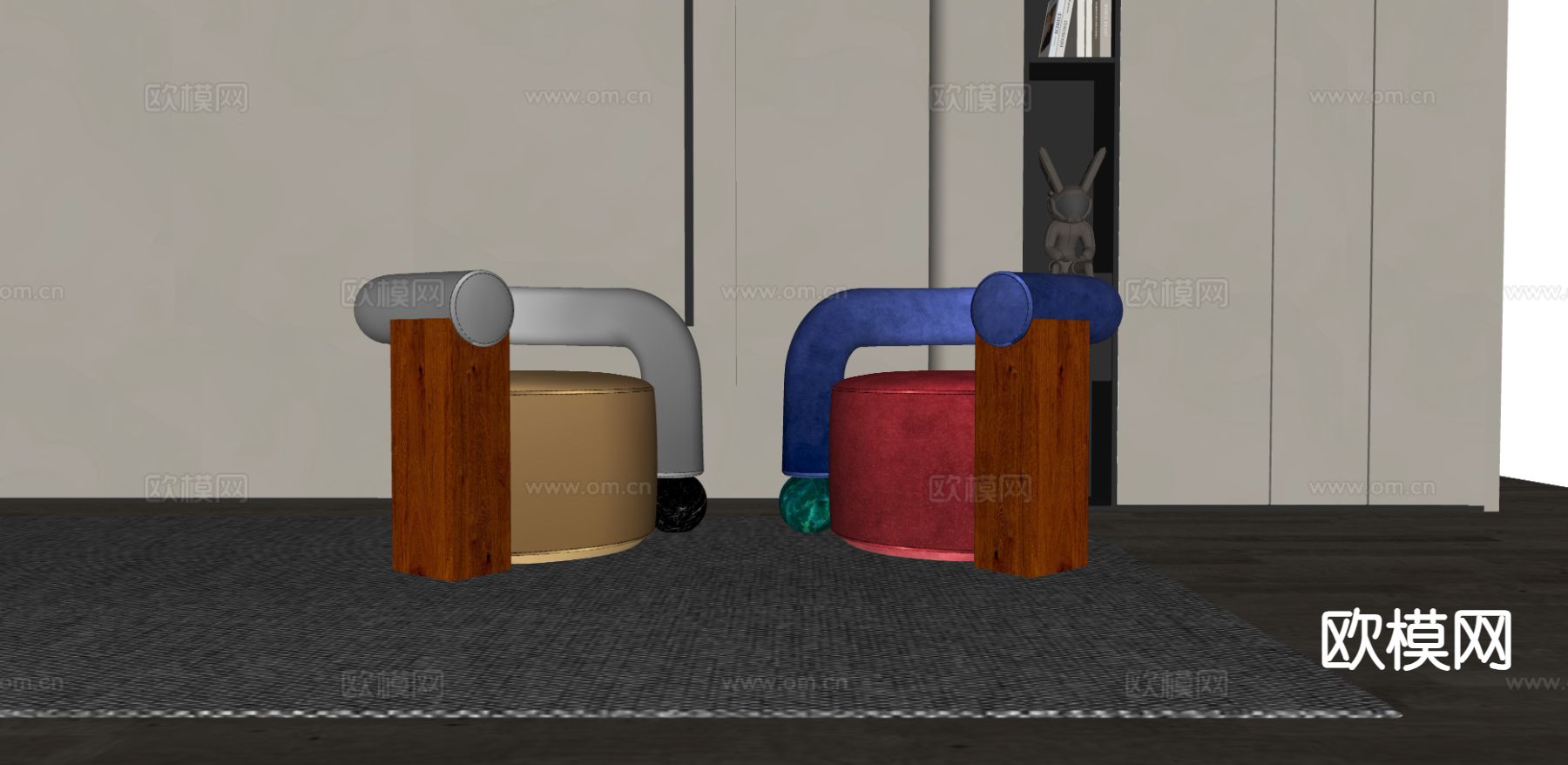 孟菲斯椅子 休闲椅su模型下载（渲染图1）