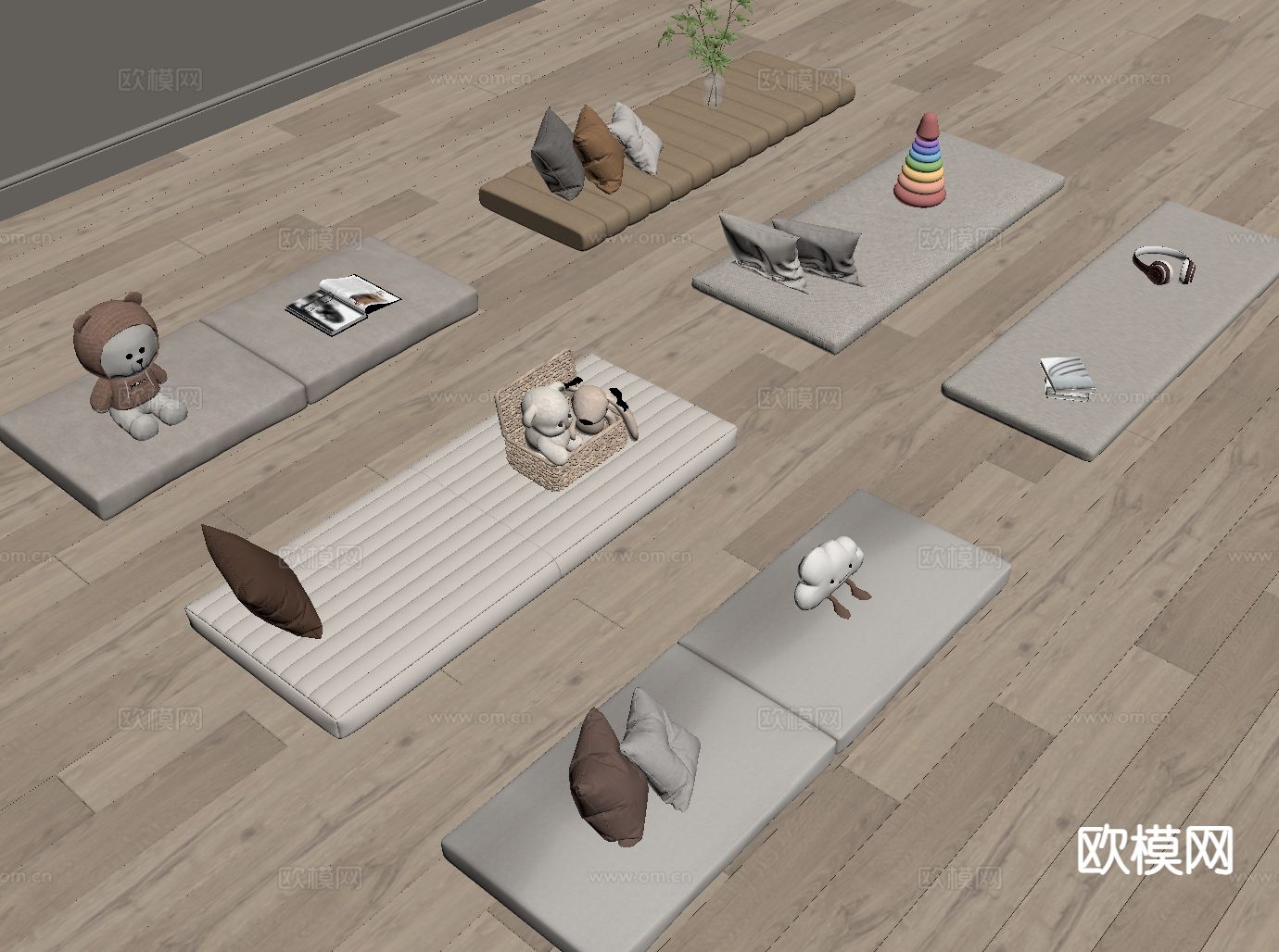现代垫子 飘窗垫 坐垫 沙发垫su模型下载（渲染图1）