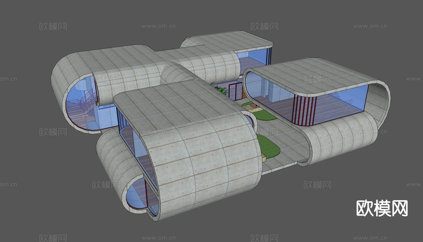现代别墅su模型下载（渲染图1）