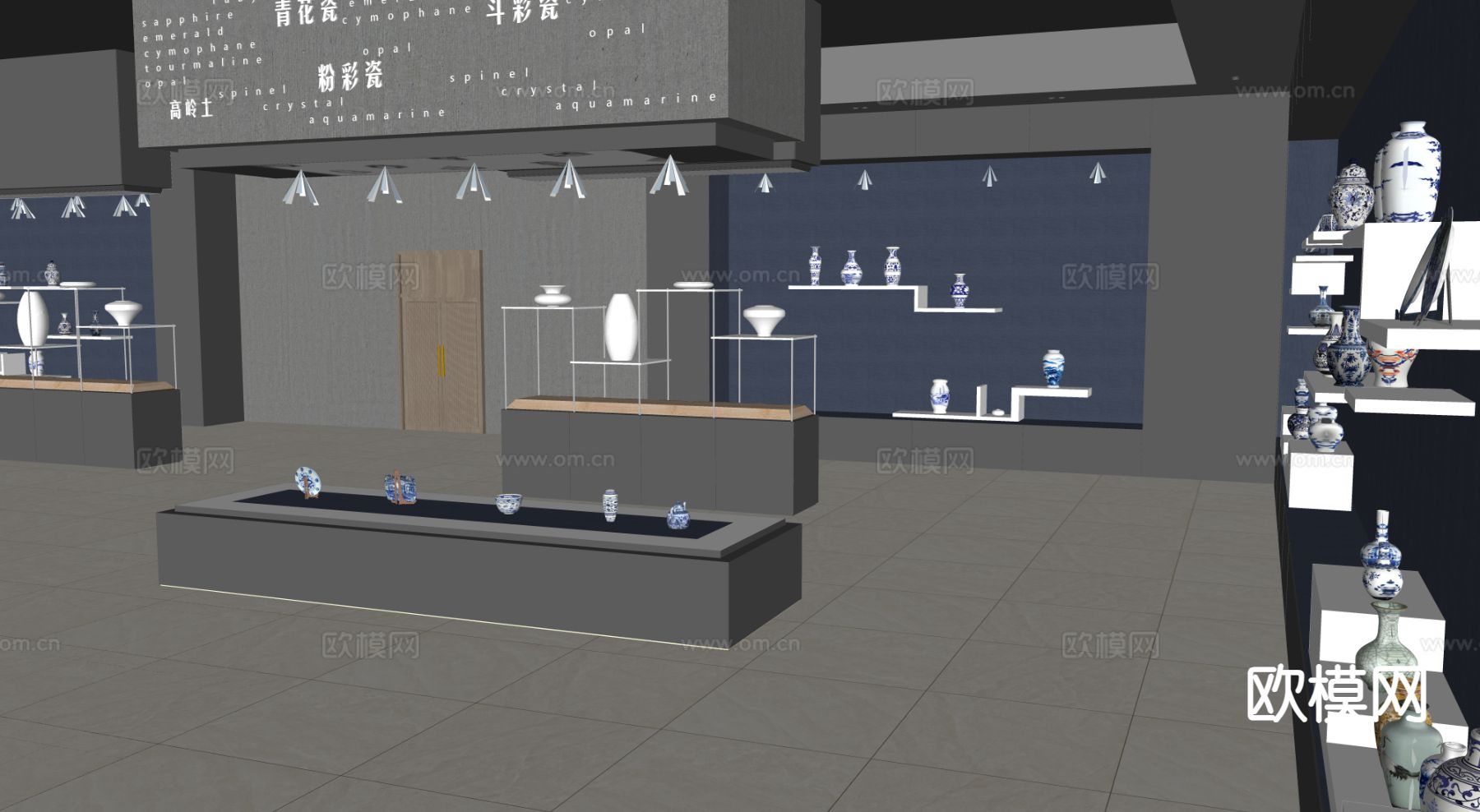 陶瓷博物馆 展览馆su模型下载（渲染图1）