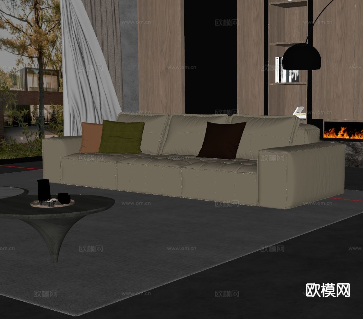 意式多人沙发su模型下载（渲染图1）