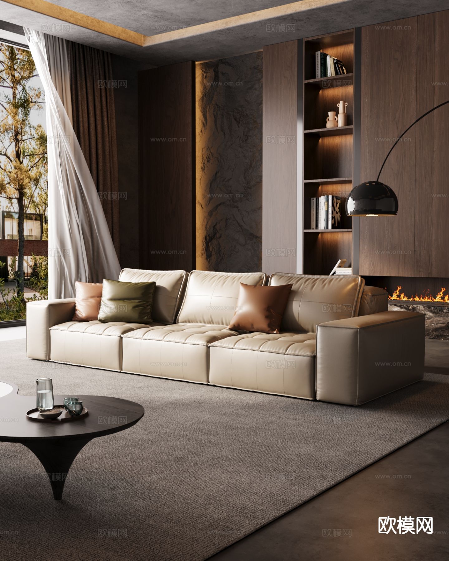 意式多人沙发su模型下载（渲染图2）