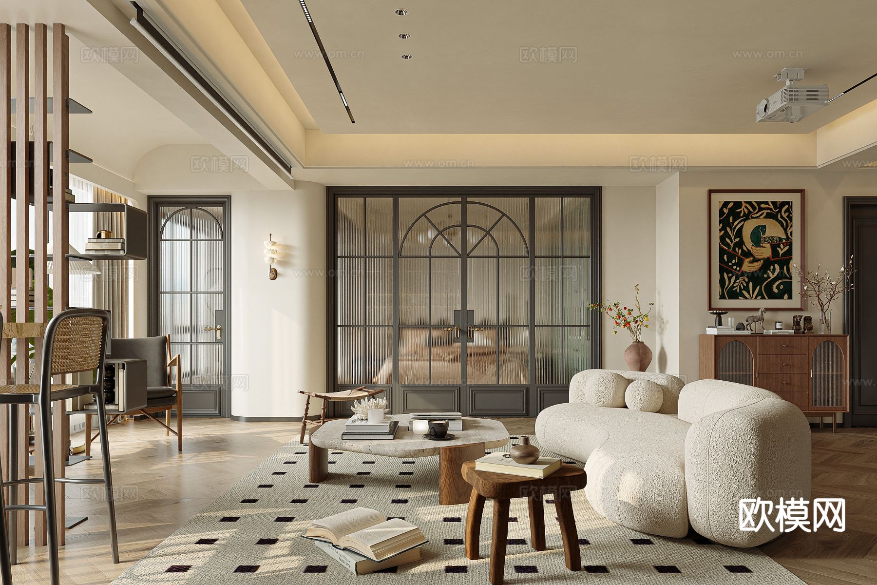 法式客餐厅su模型下载（渲染图6）