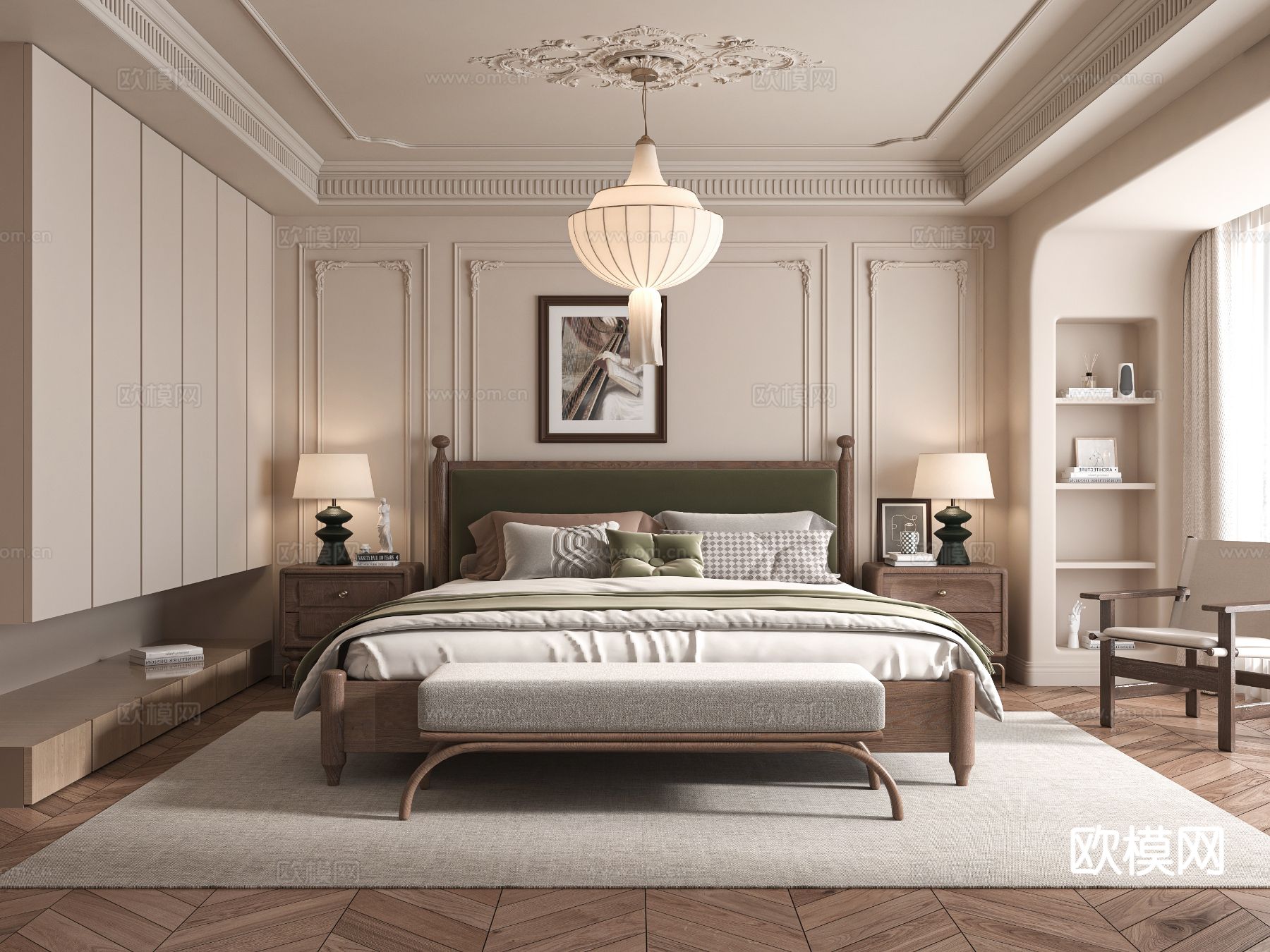 法式卧室 主卧3d模型下载