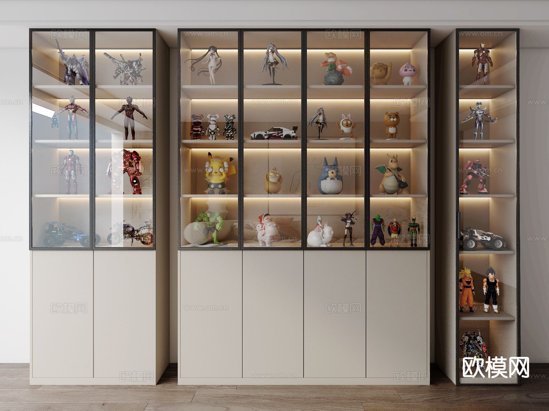 现代手办柜 装饰柜su模型下载（渲染图2）