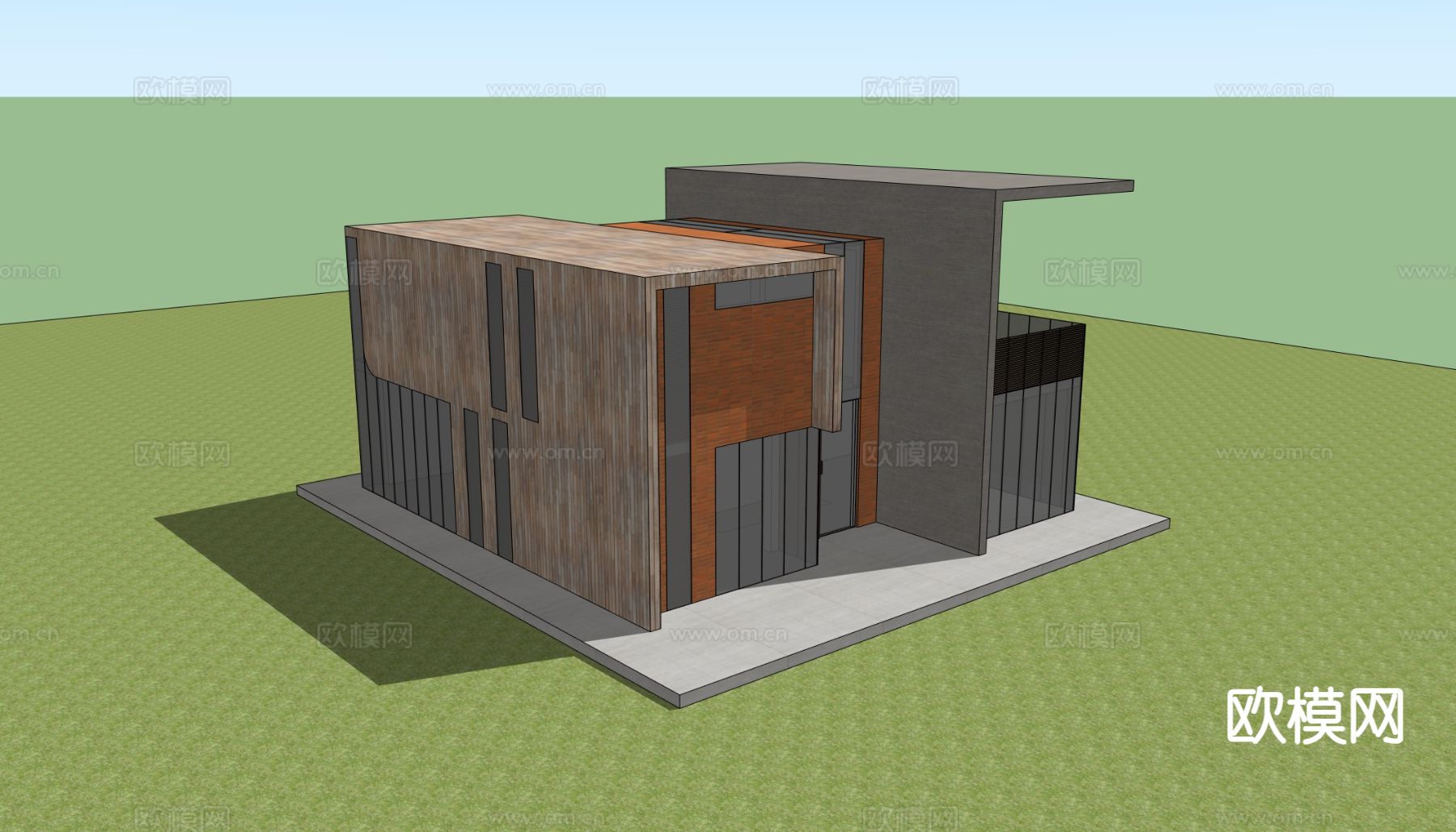 独栋别墅su模型下载（渲染图3）