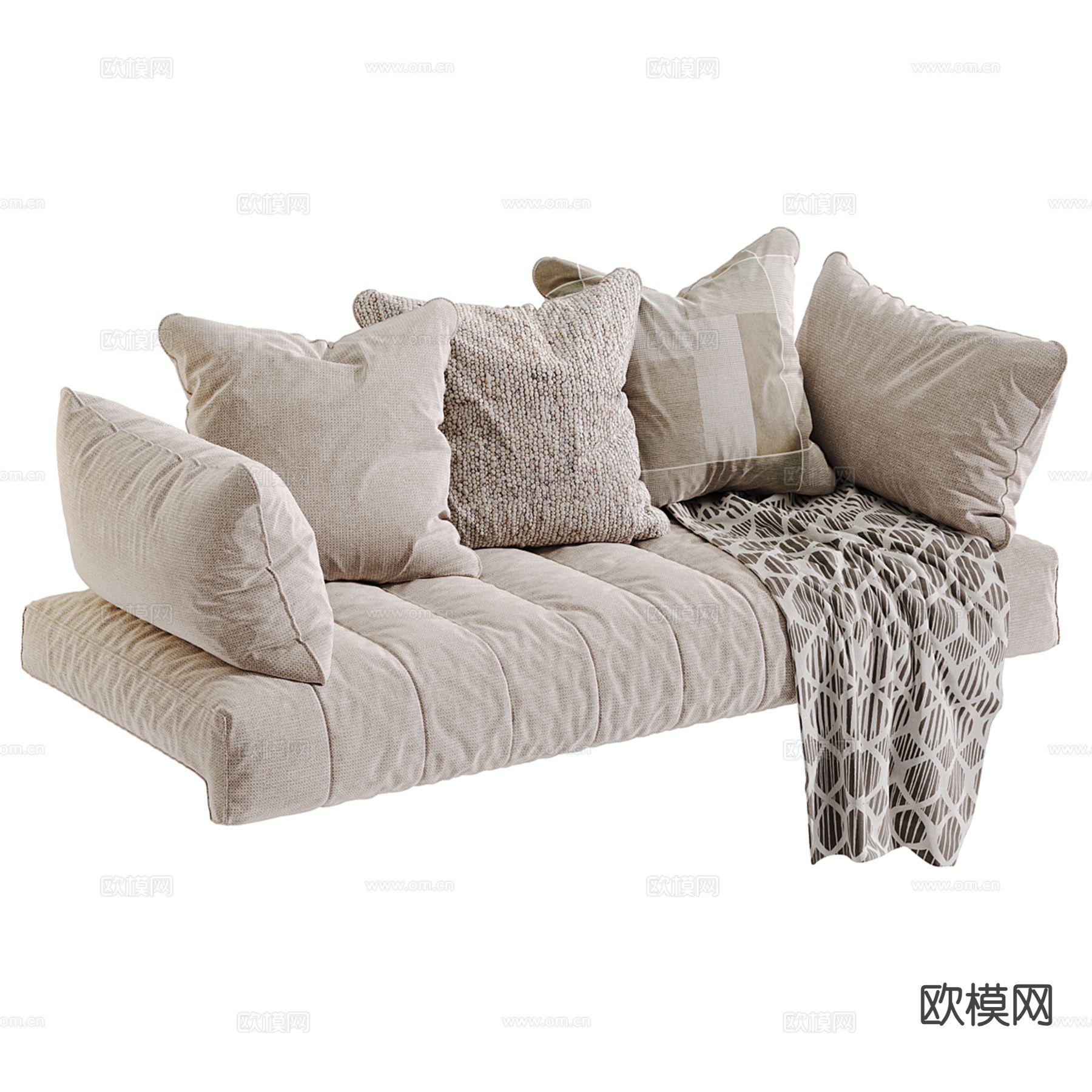 现代布艺抱枕 飘窗靠垫3d模型下载（渲染图1）