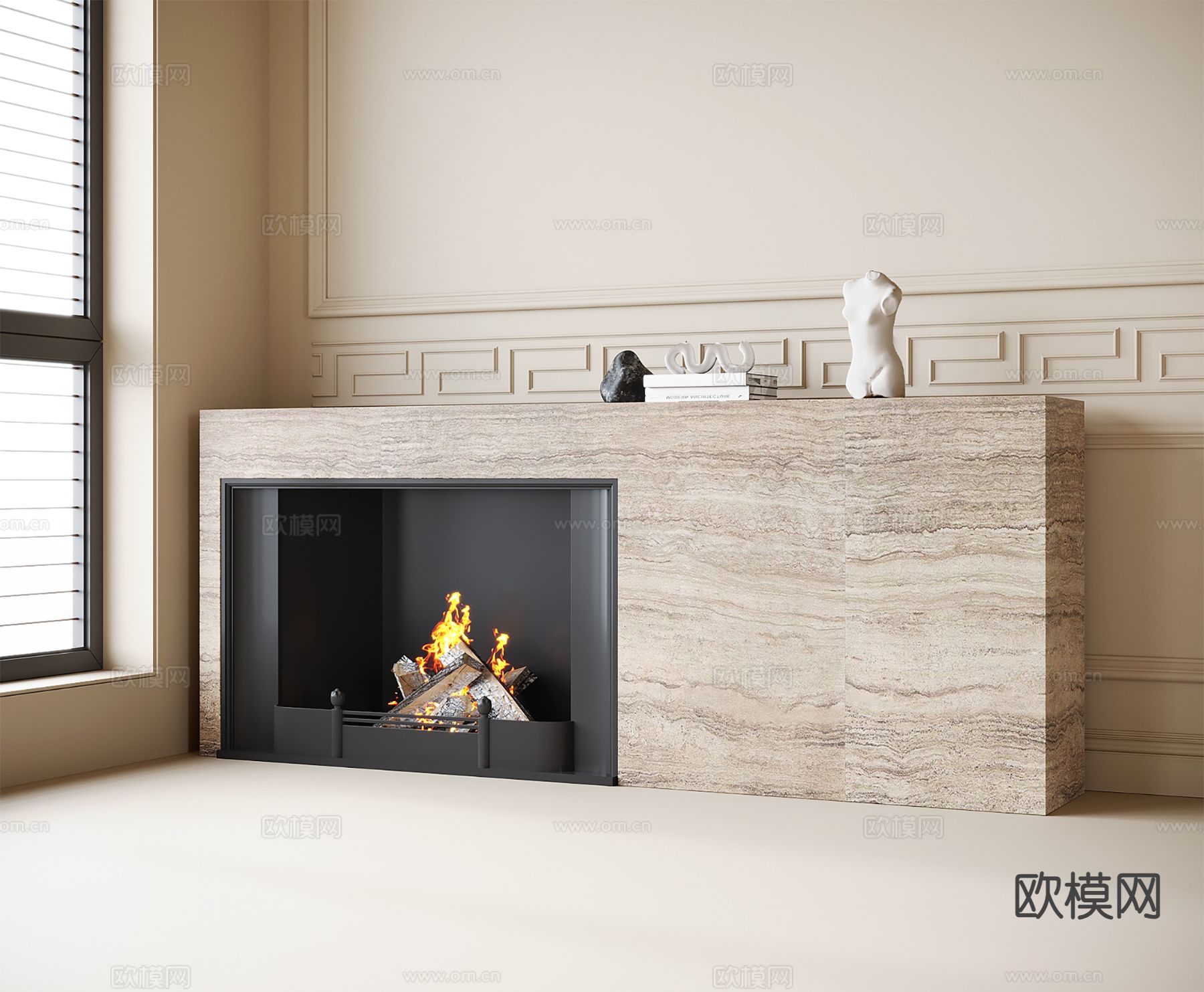 侘寂壁炉 火炉 火焰su模型下载（渲染图2）