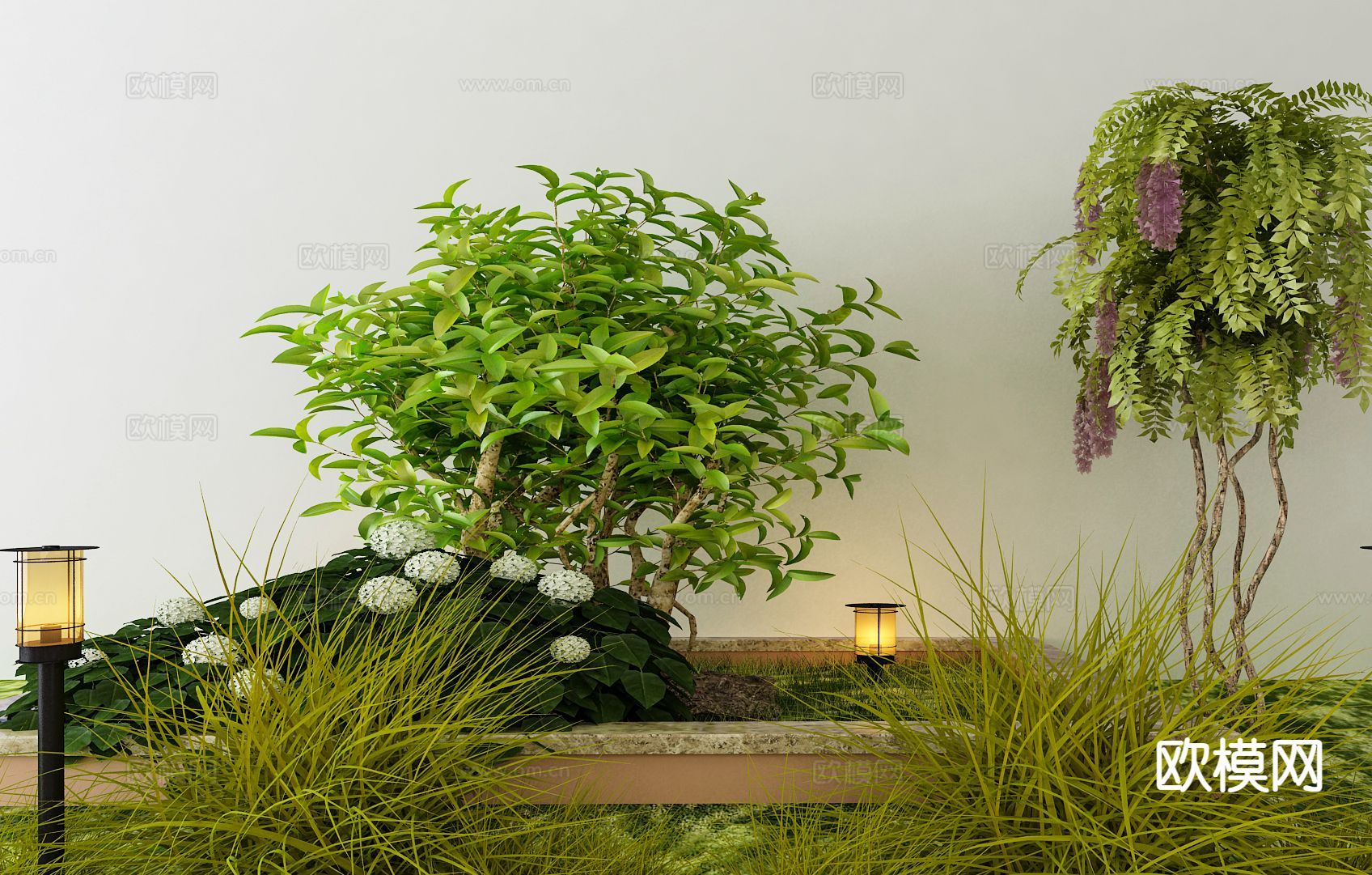 植物树 灌木 花槽3d模型