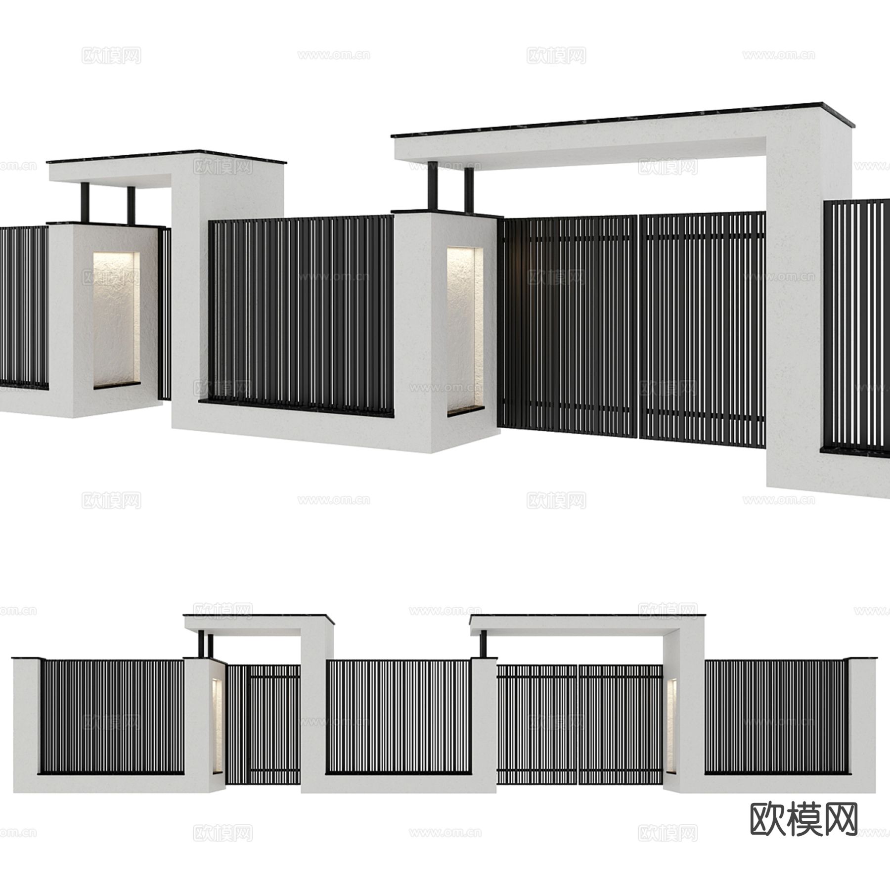 现代别墅大门 庭院门 入户门3d模型