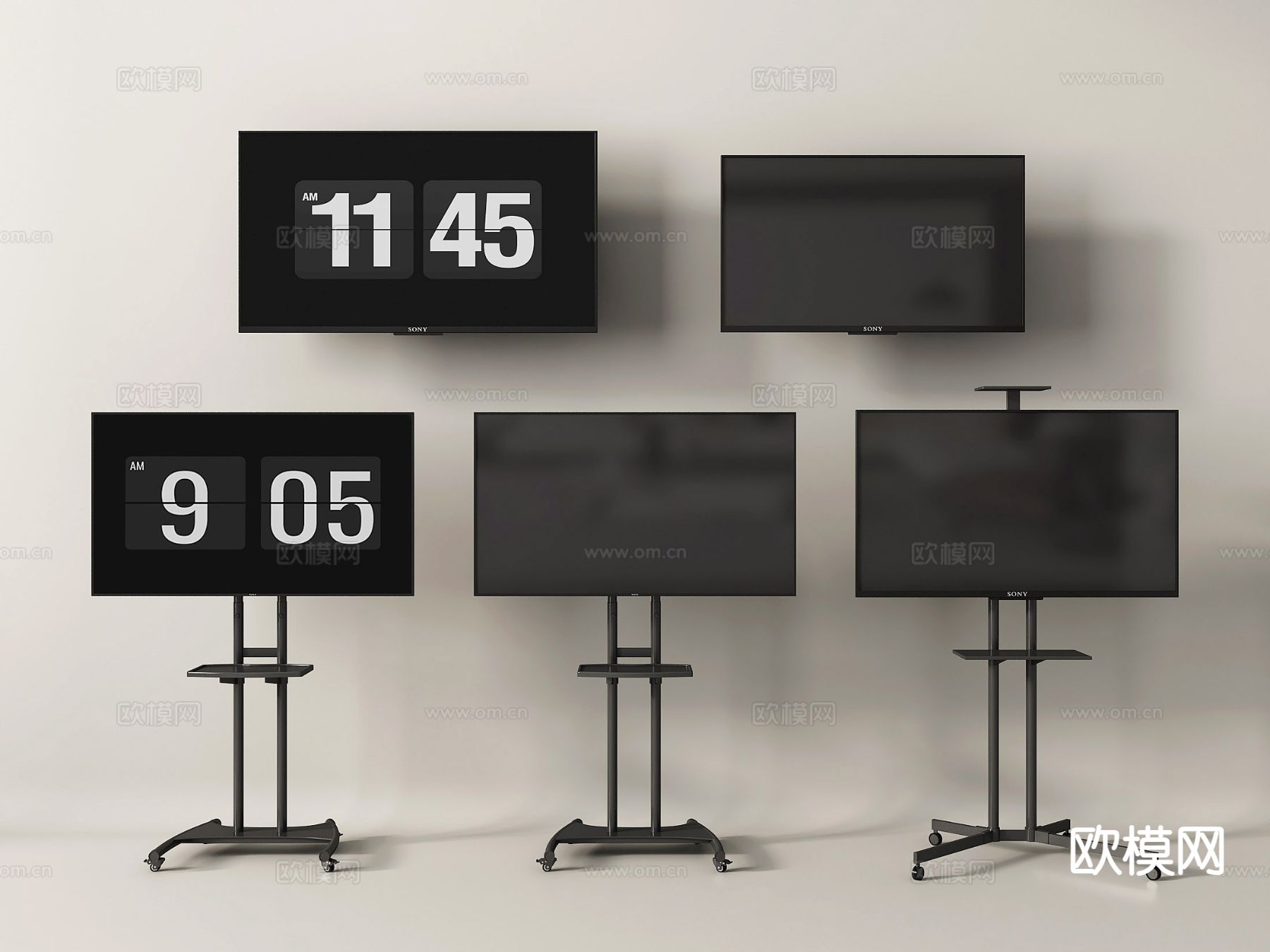 可移动电视 支架电视 会议电视su模型下载（渲染图2）